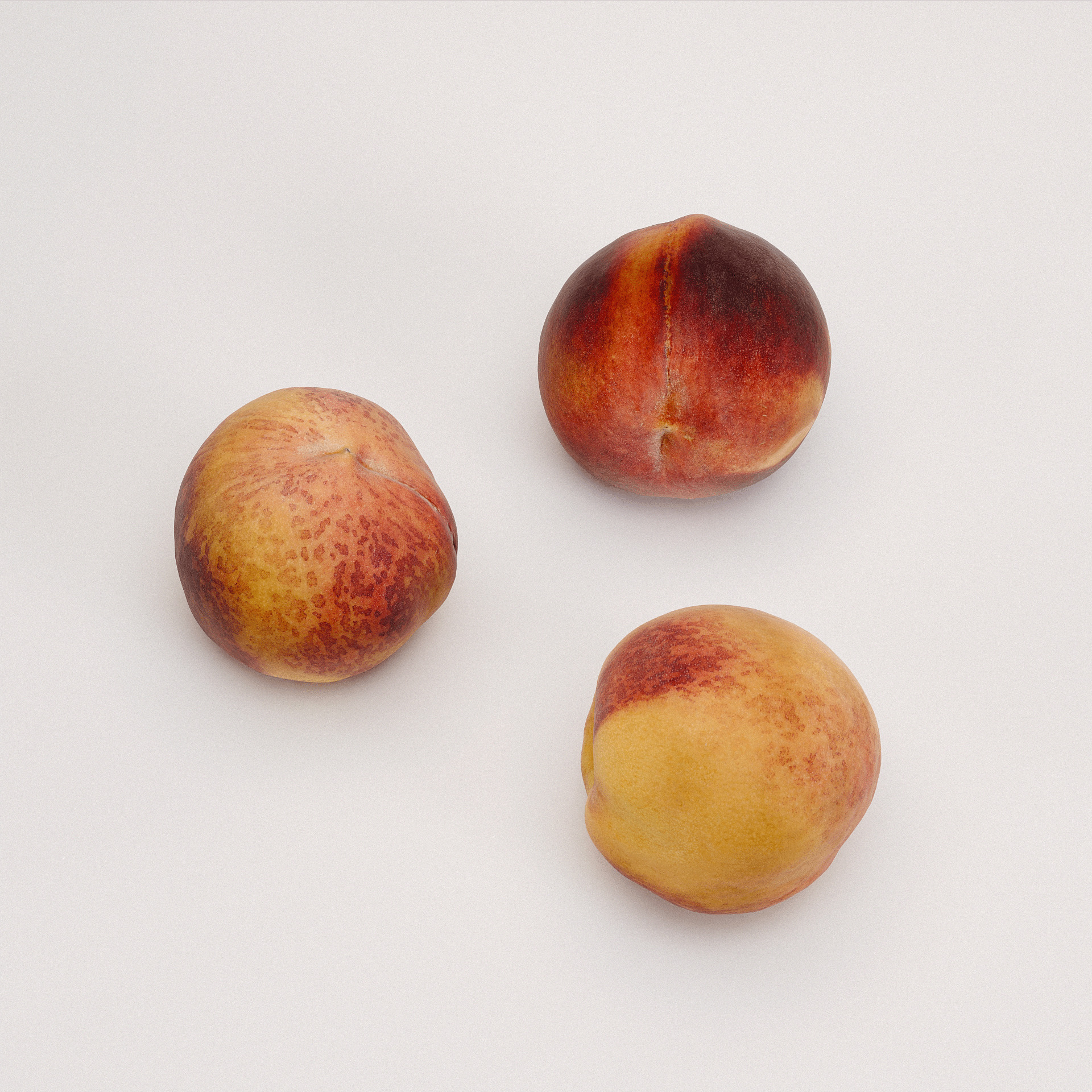 Peaches Set 01 Low-poly 3D model_2