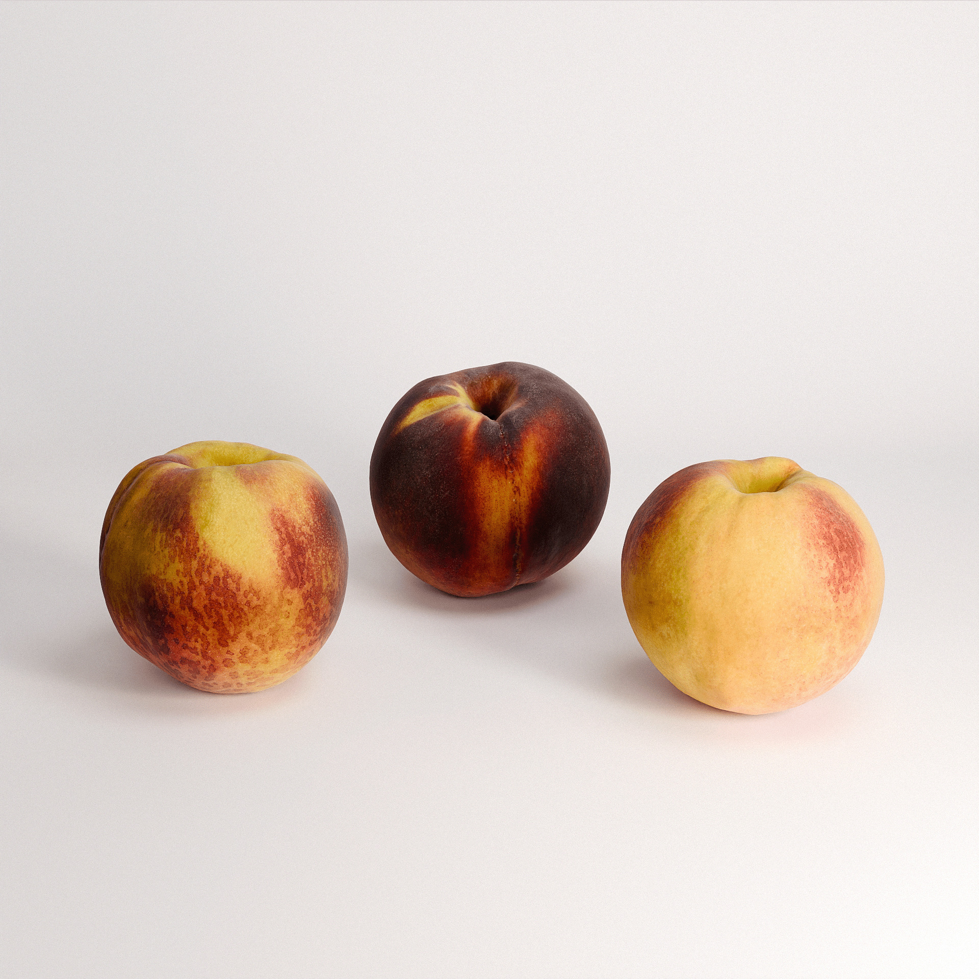 Peaches Set 01 Low-poly 3D model_3