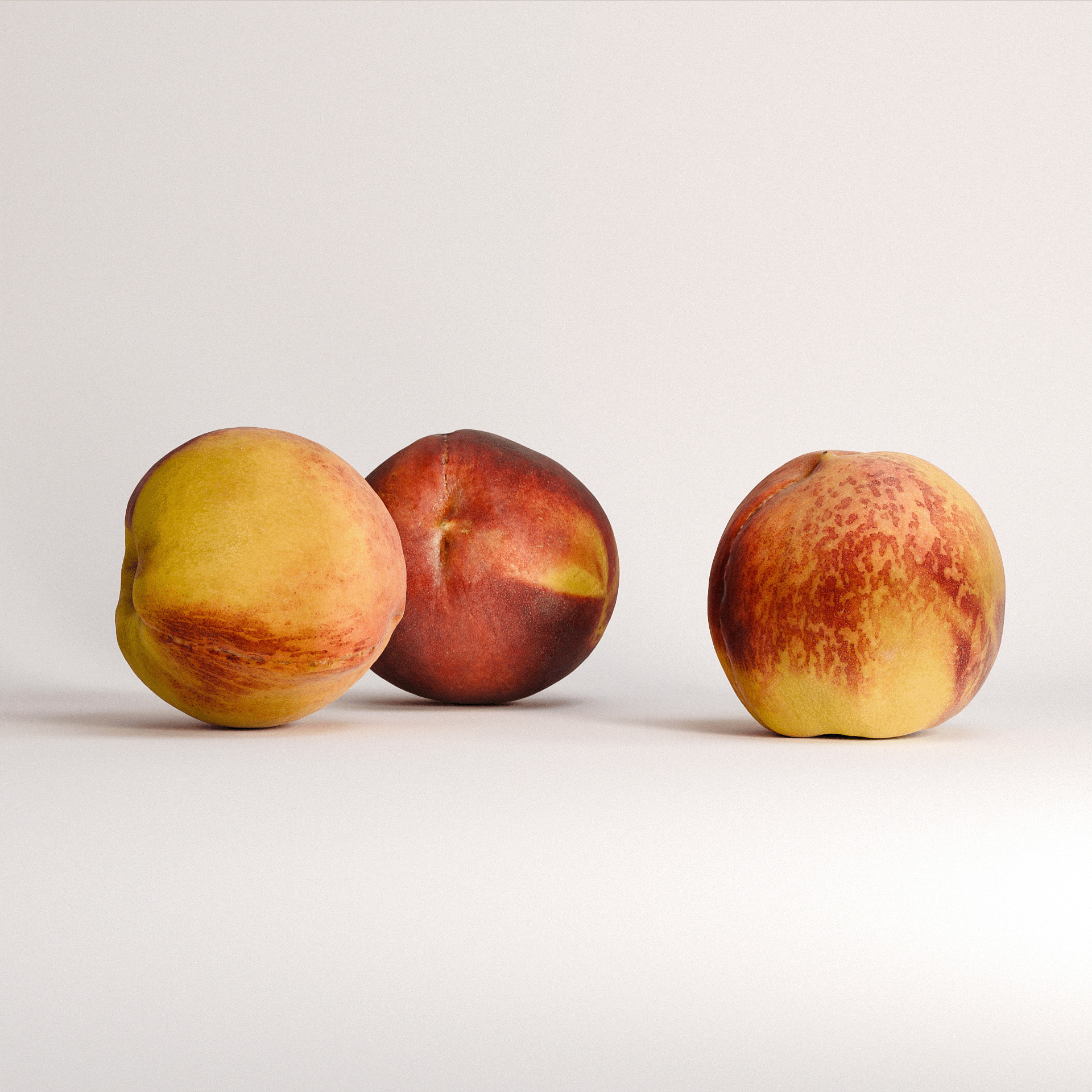 Peaches Set 01 Low-poly 3D model_5