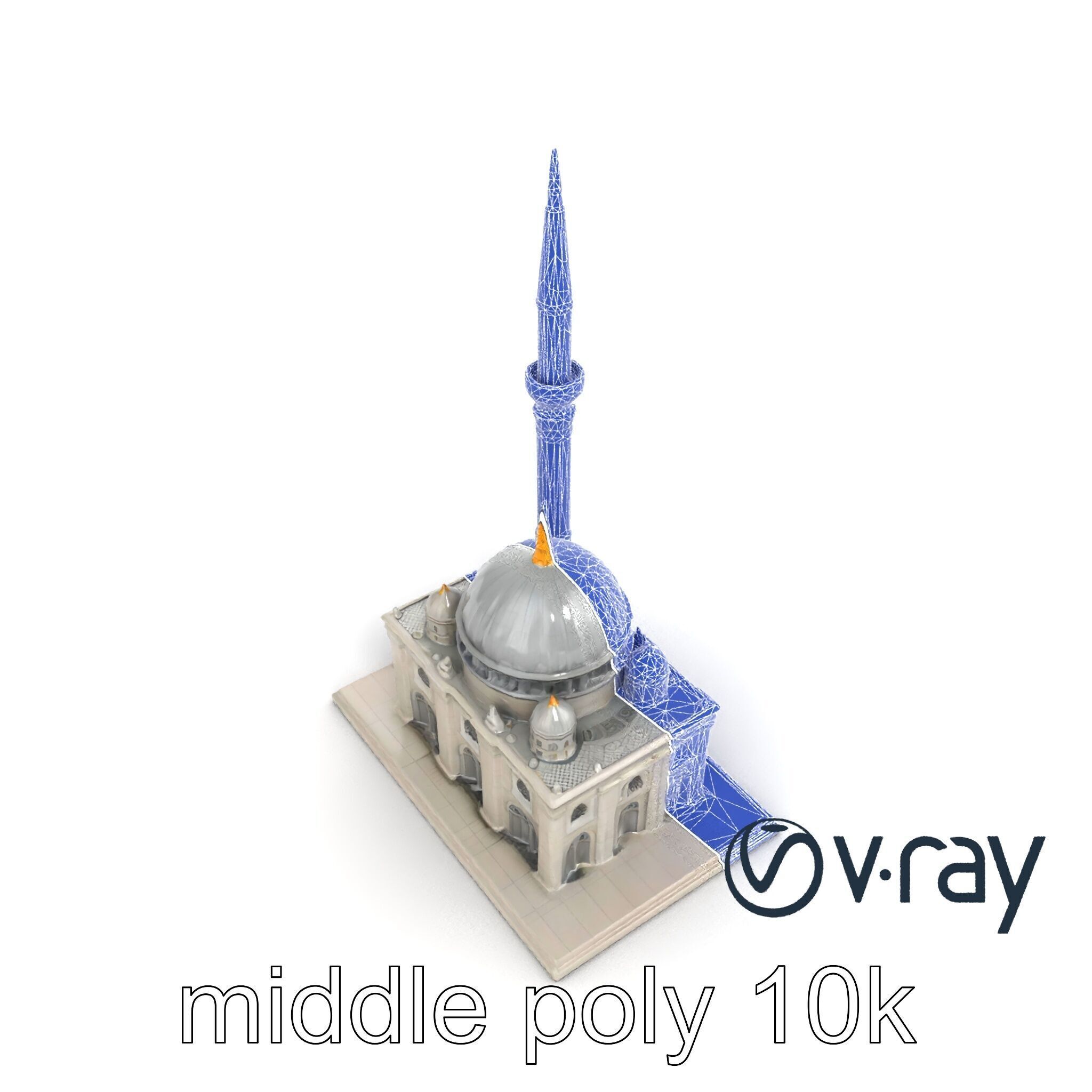 Majestic Mosque with Minaret and Dome Architecture model pack Low-poly 3D model_16