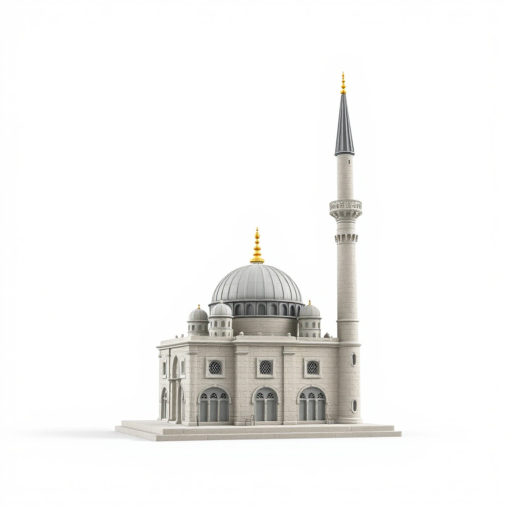 Majestic Mosque with Minaret and Dome Architecture model pack Low-poly 3D model_3