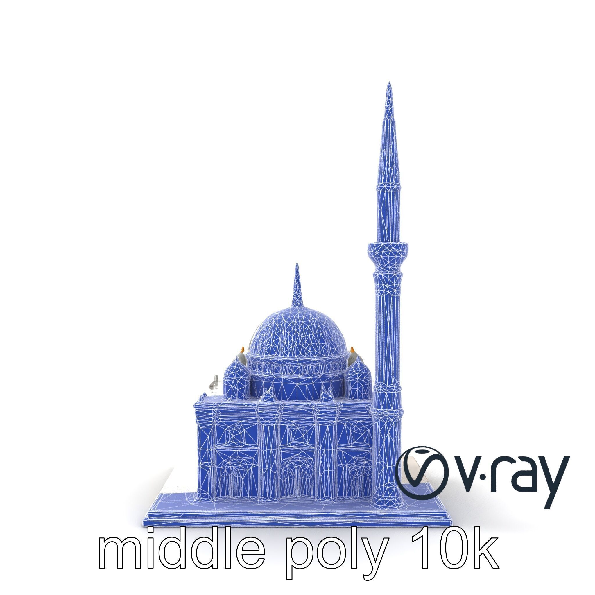 Majestic Mosque with Minaret and Dome Architecture model pack Low-poly 3D model_22