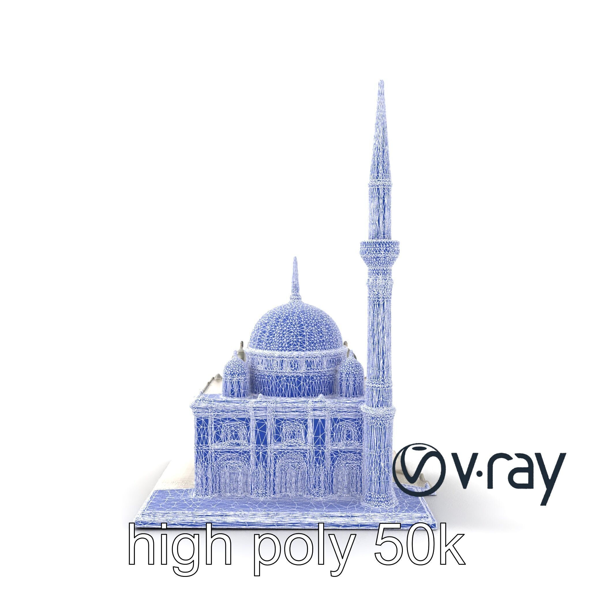 Majestic Mosque with Minaret and Dome Architecture model pack Low-poly 3D model_17