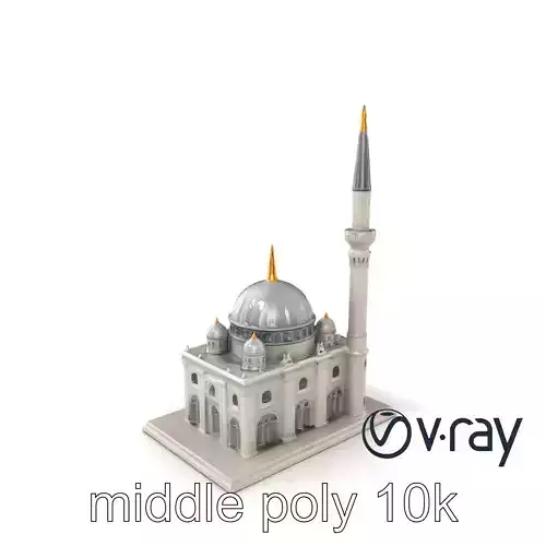 Majestic Mosque with Minaret and Dome Architecture model pack Low-poly 3D model