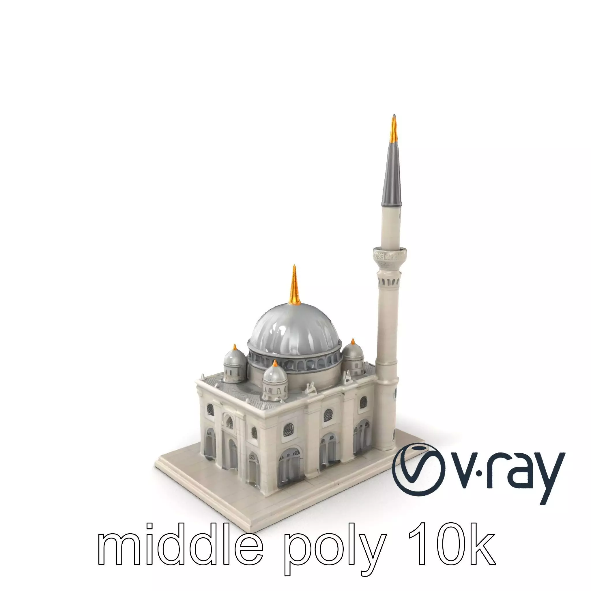 Majestic Mosque with Minaret and Dome Architecture model pack Low-poly 3D model_0