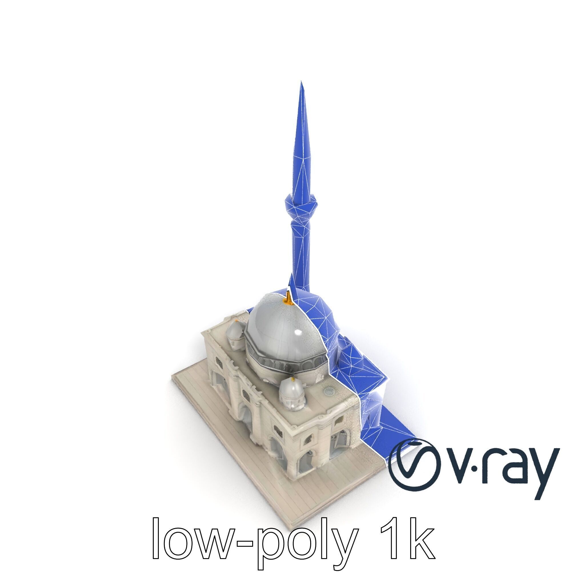 Majestic Mosque with Minaret and Dome Architecture model pack Low-poly 3D model_19