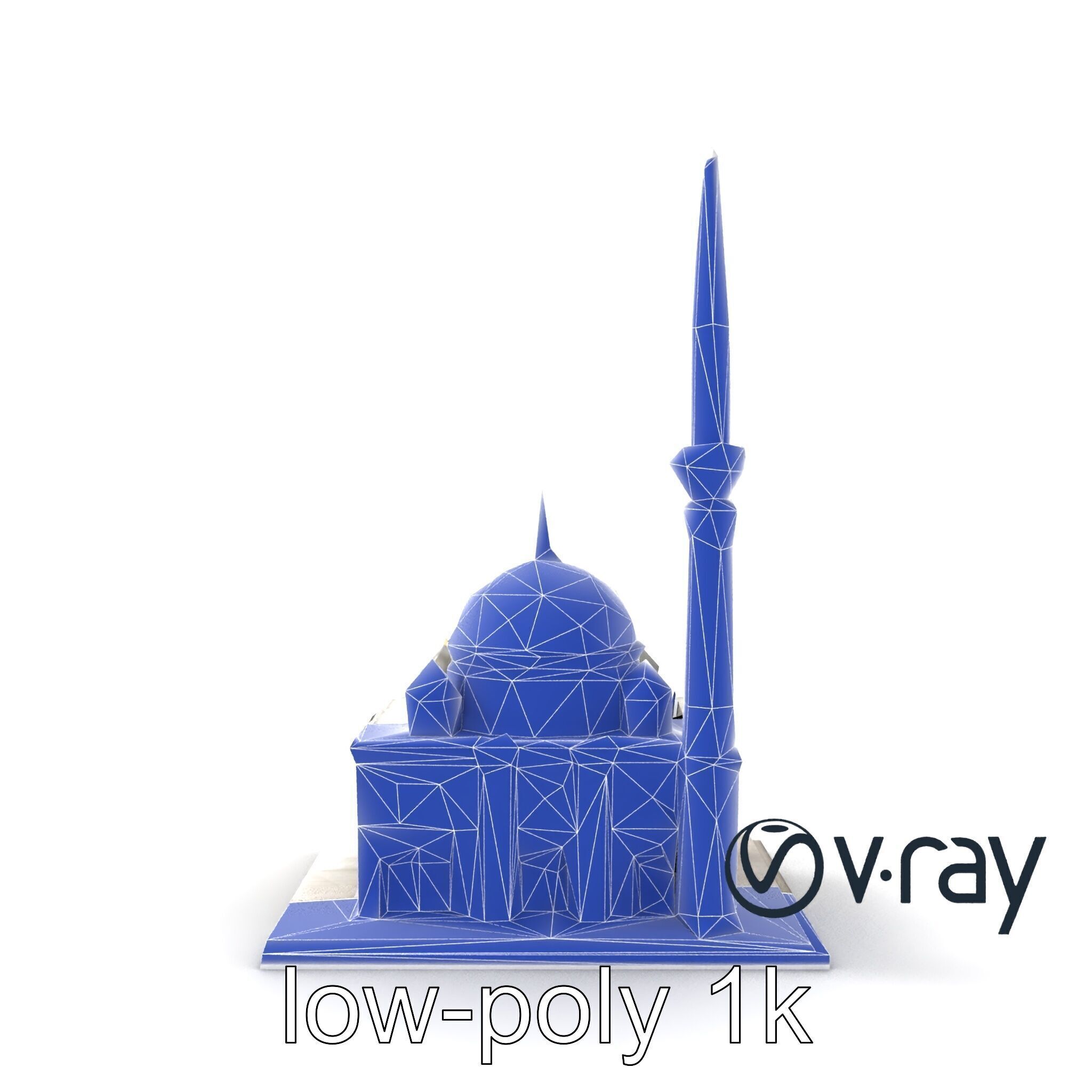 Majestic Mosque with Minaret and Dome Architecture model pack Low-poly 3D model_12