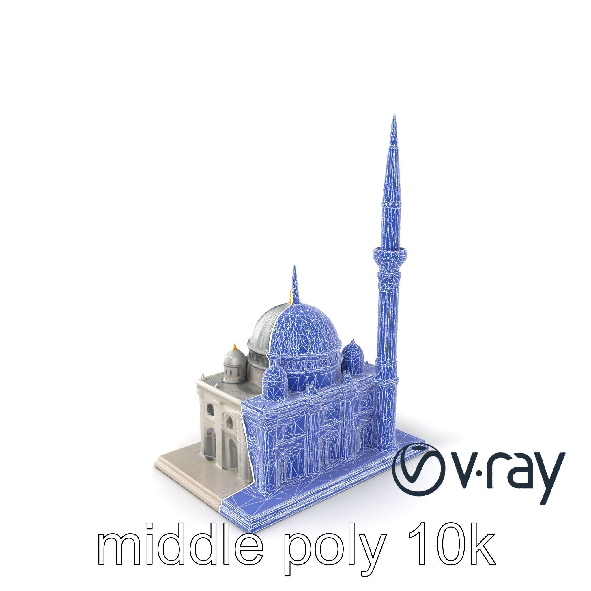 Majestic Mosque with Minaret and Dome Architecture model pack Low-poly 3D model_4