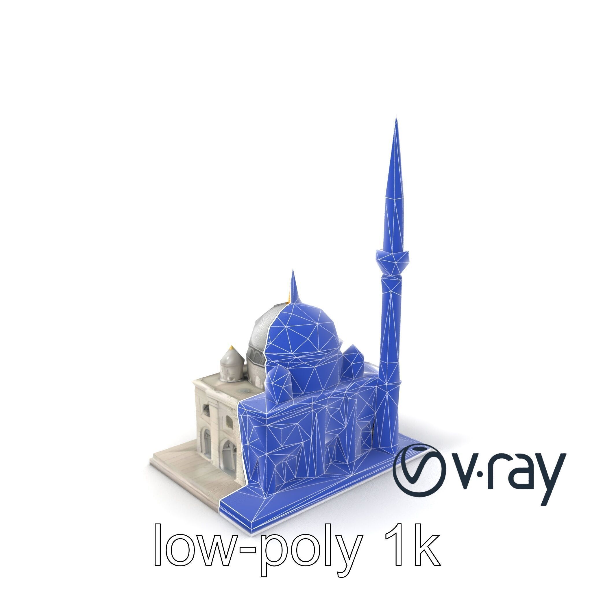 Majestic Mosque with Minaret and Dome Architecture model pack Low-poly 3D model_5
