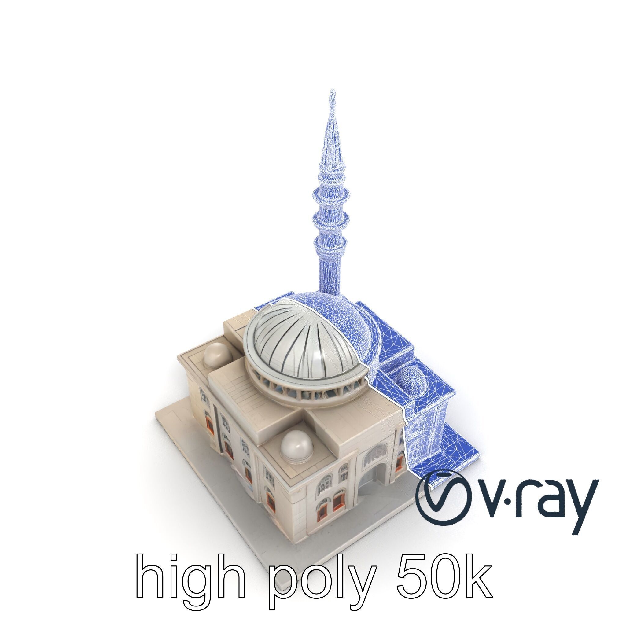 Majestic Mosque Architecture Details model pack Low-poly 3D model_30