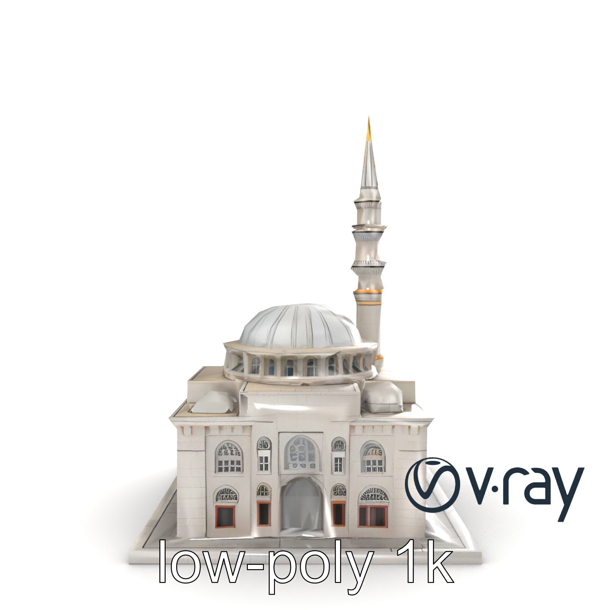 Majestic Mosque Architecture Details model pack Low-poly 3D model_17
