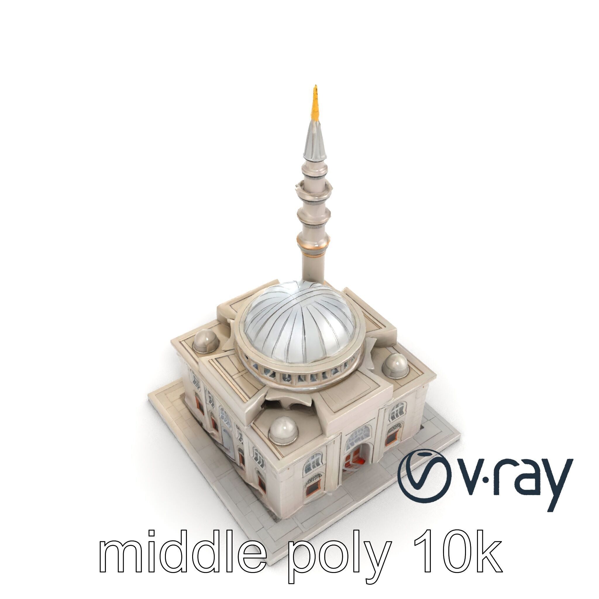 Majestic Mosque Architecture Details model pack Low-poly 3D model_21