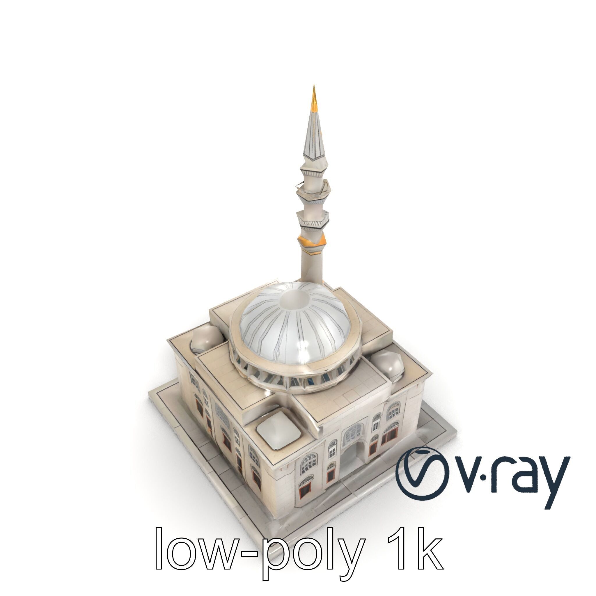 Majestic Mosque Architecture Details model pack Low-poly 3D model_22