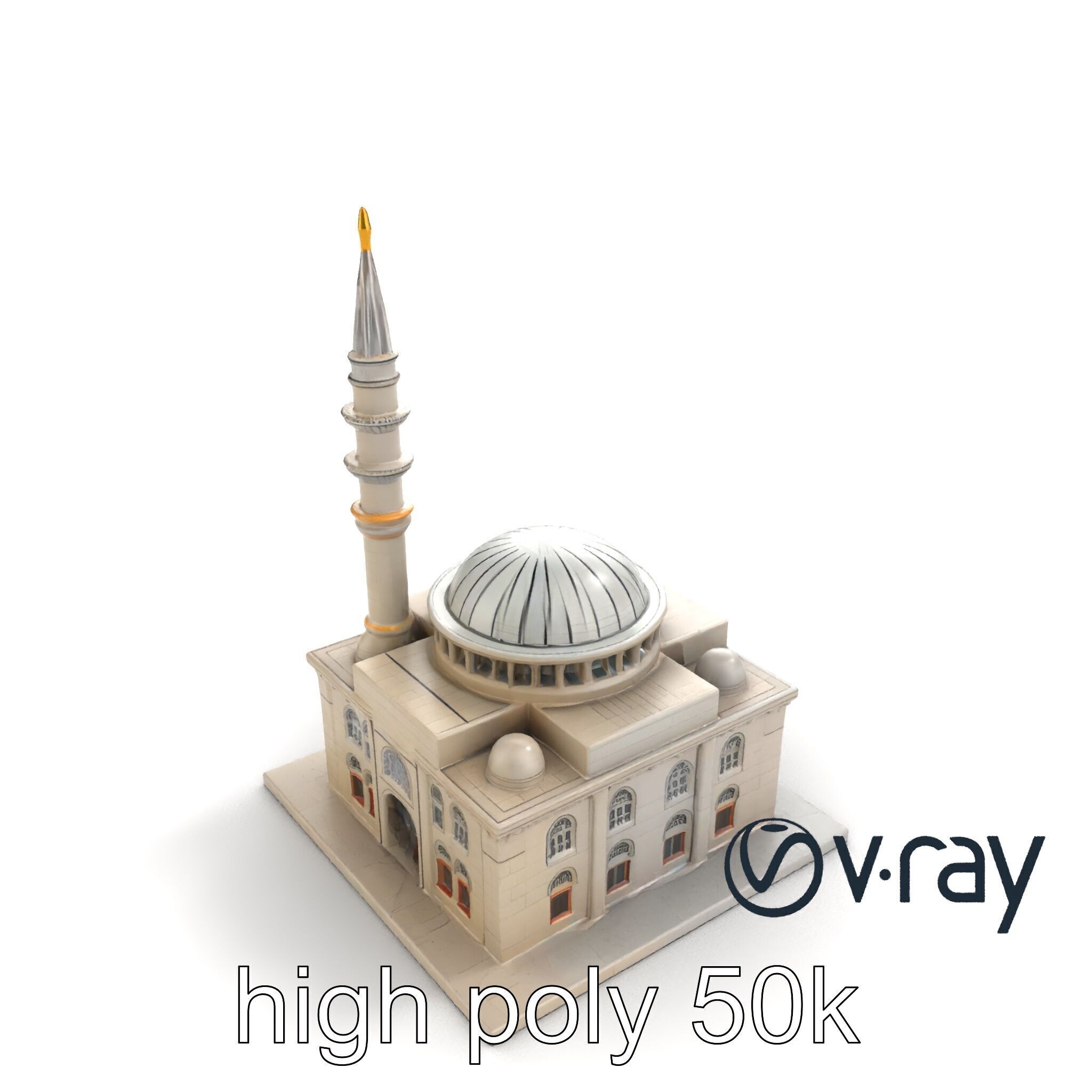 Majestic Mosque Architecture Details model pack Low-poly 3D model_15