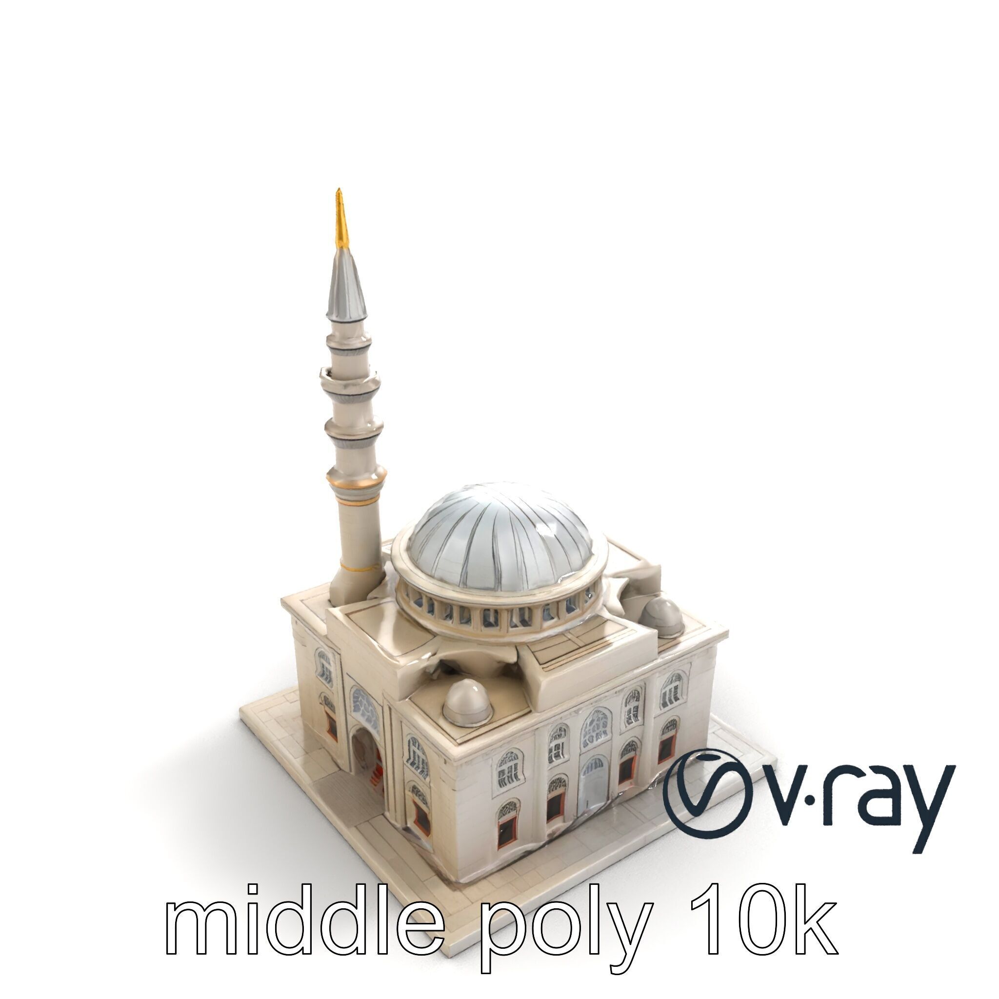 Majestic Mosque Architecture Details model pack Low-poly 3D model_7