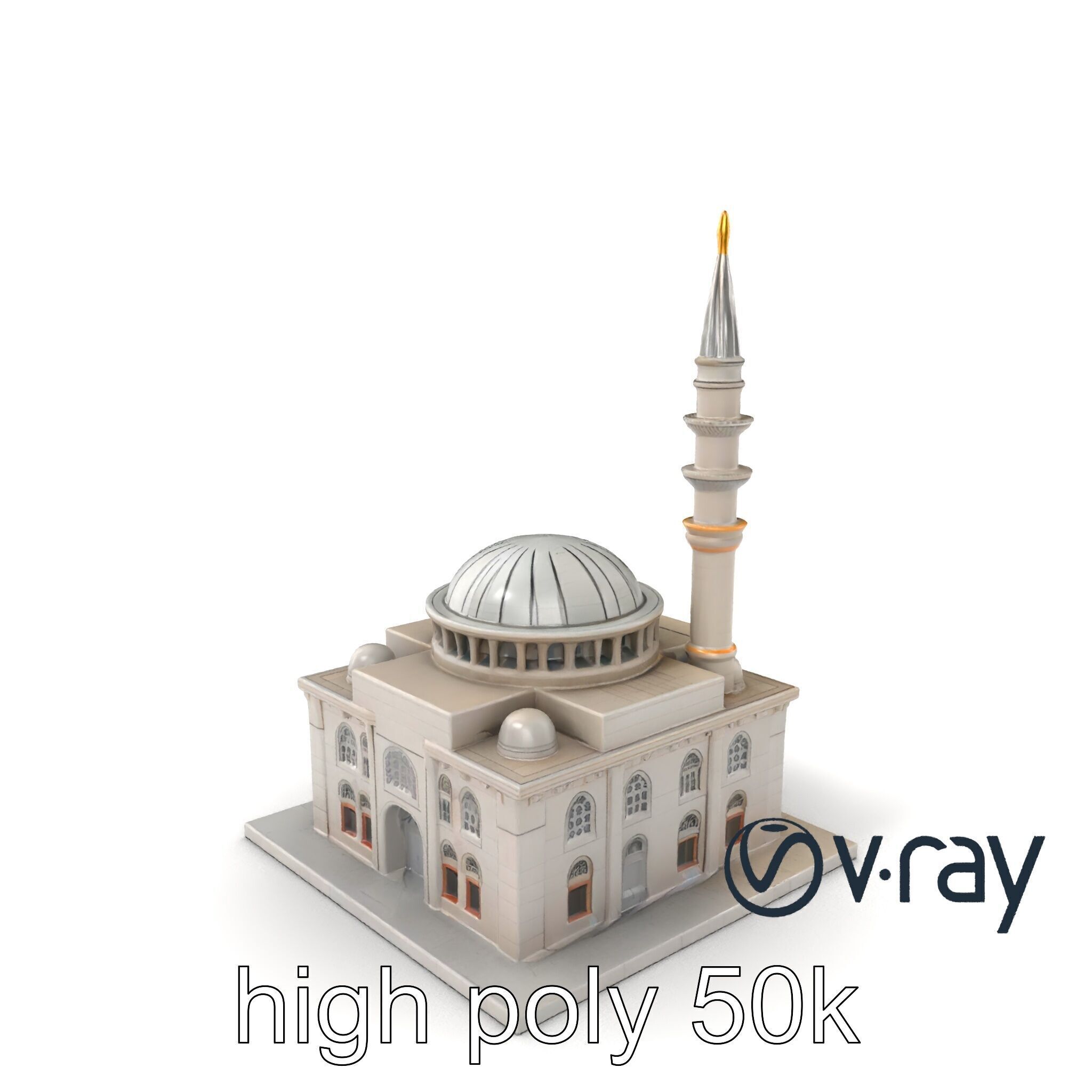 Majestic Mosque Architecture Details model pack Low-poly 3D model_6