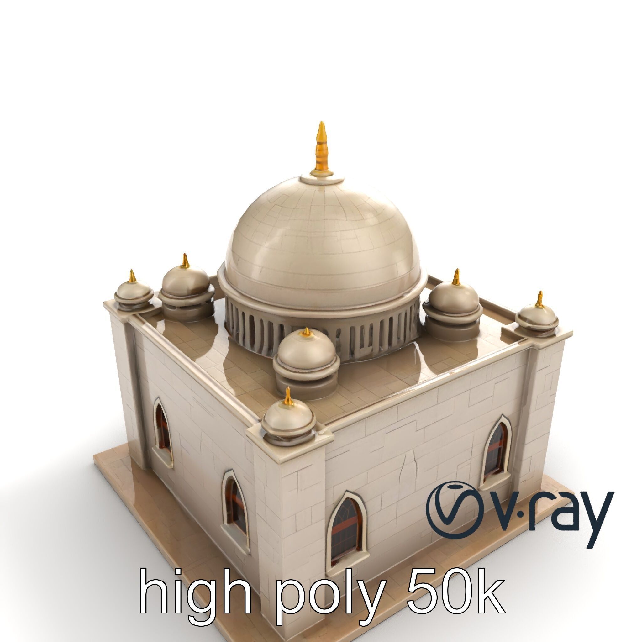 Grand Mosque Architectural Model Pack Low-poly 3D model_17