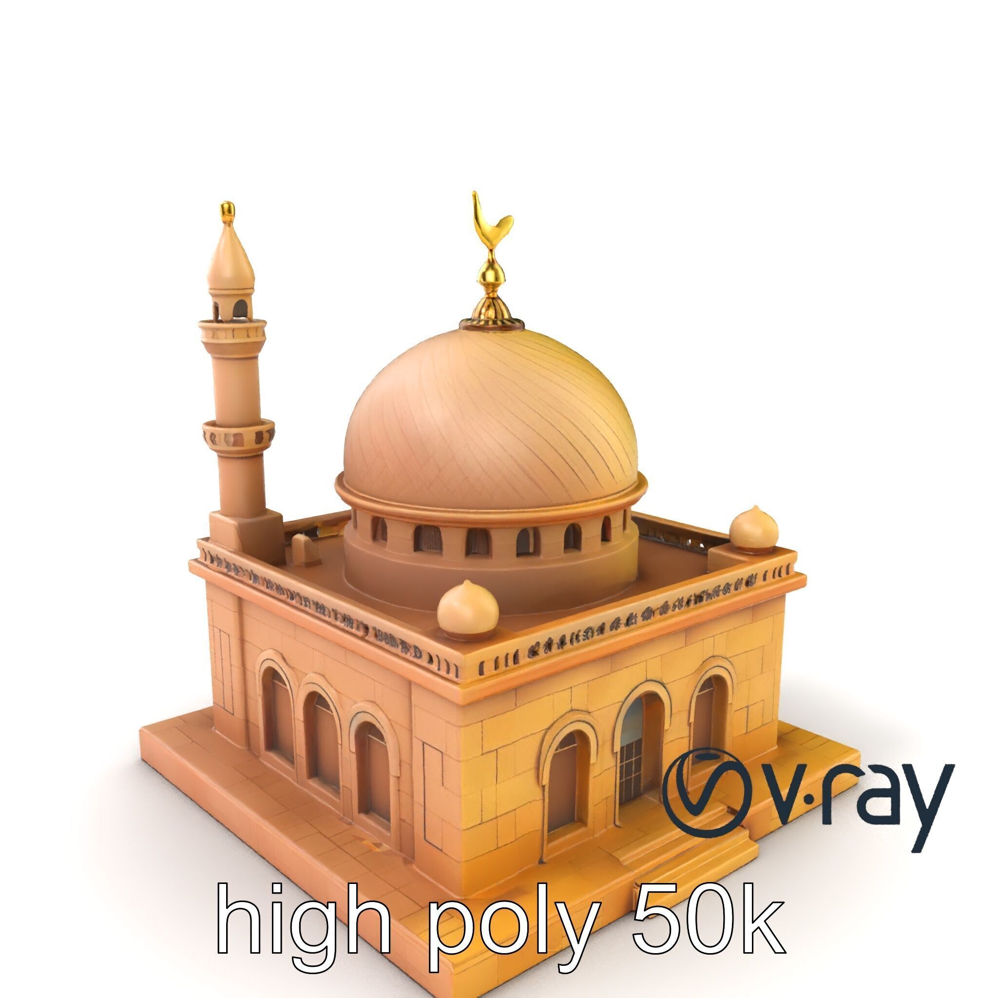 Detailed Mosque Architectural Model Pack Low-poly 3D model_6