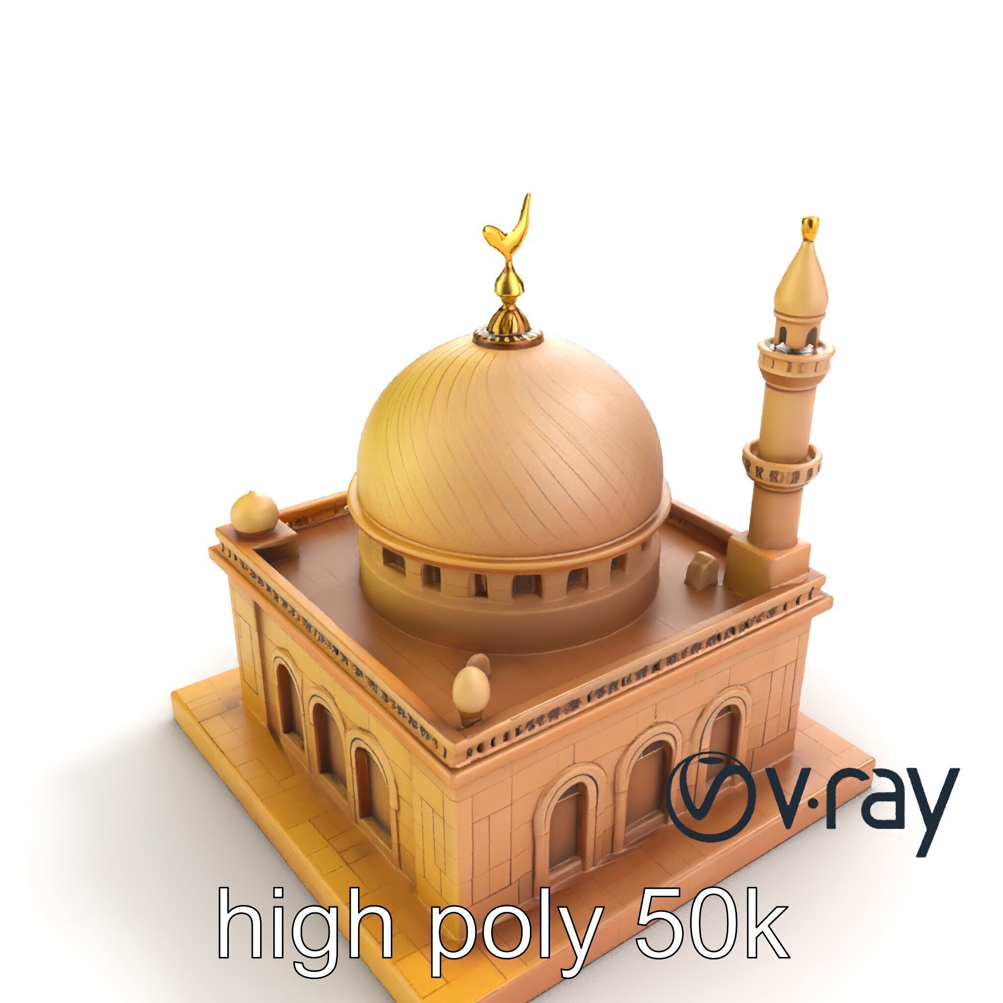 Detailed Mosque Architectural Model Pack Low-poly 3D model_9