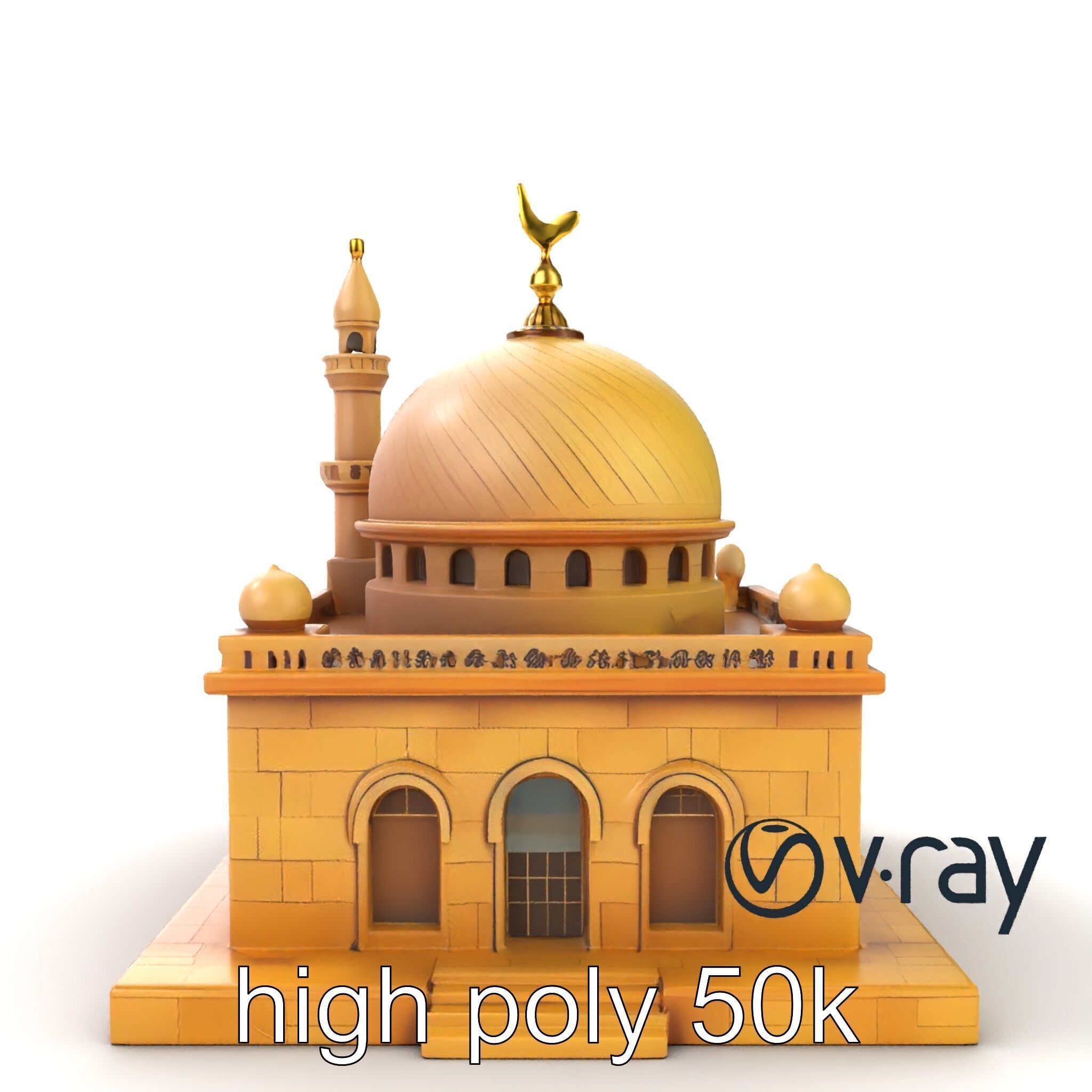 Detailed Mosque Architectural Model Pack Low-poly 3D model_19