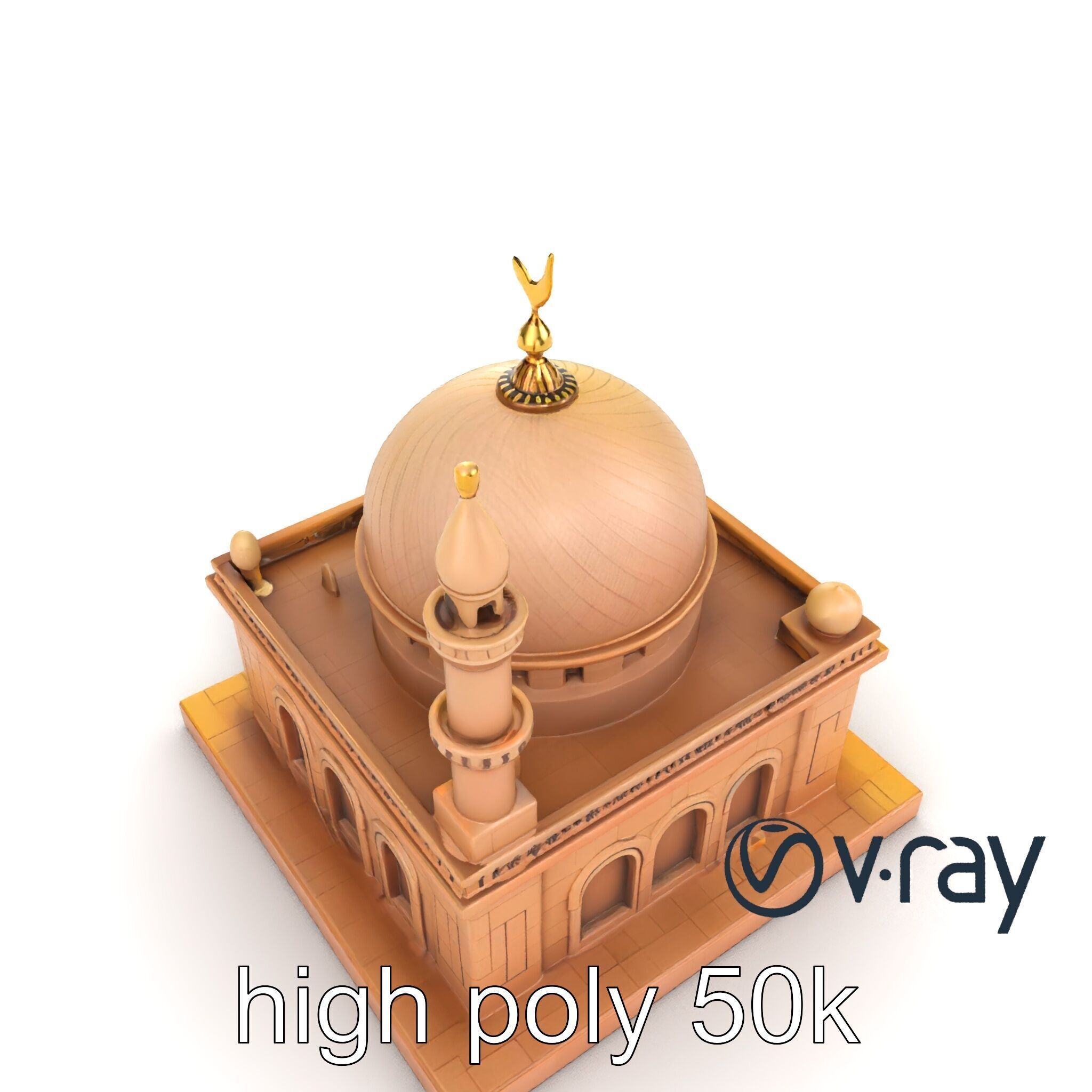 Detailed Mosque Architectural Model Pack Low-poly 3D model_27