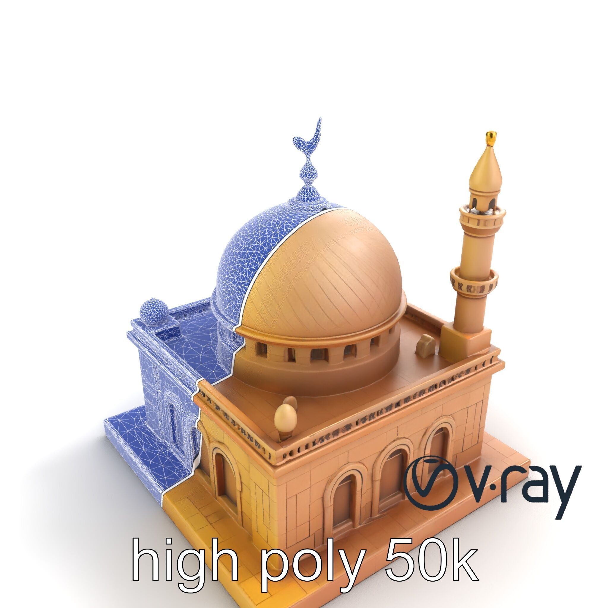 Detailed Mosque Architectural Model Pack Low-poly 3D model_25