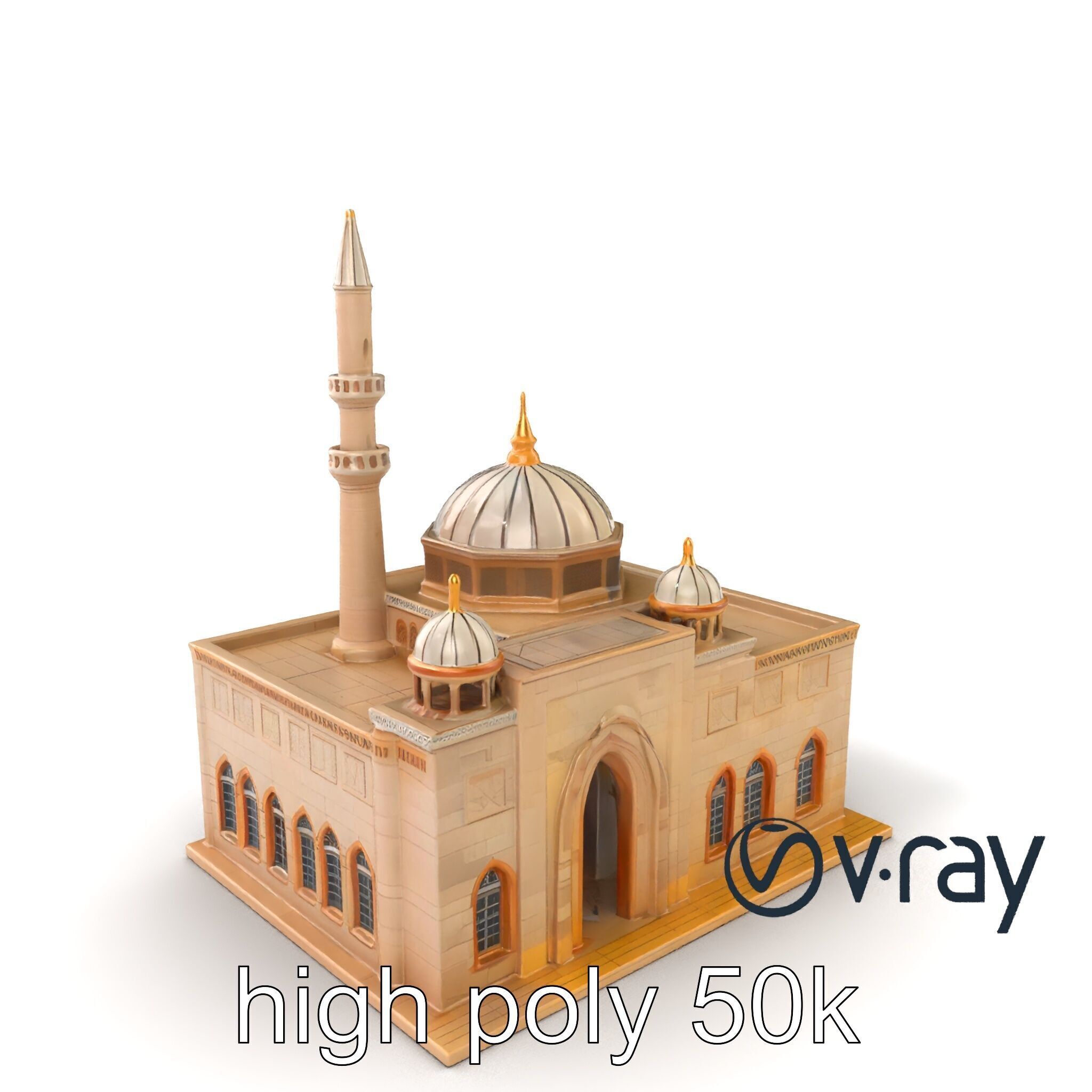 Mosque Grand Entrance Historical model pack Low-poly 3D model_6