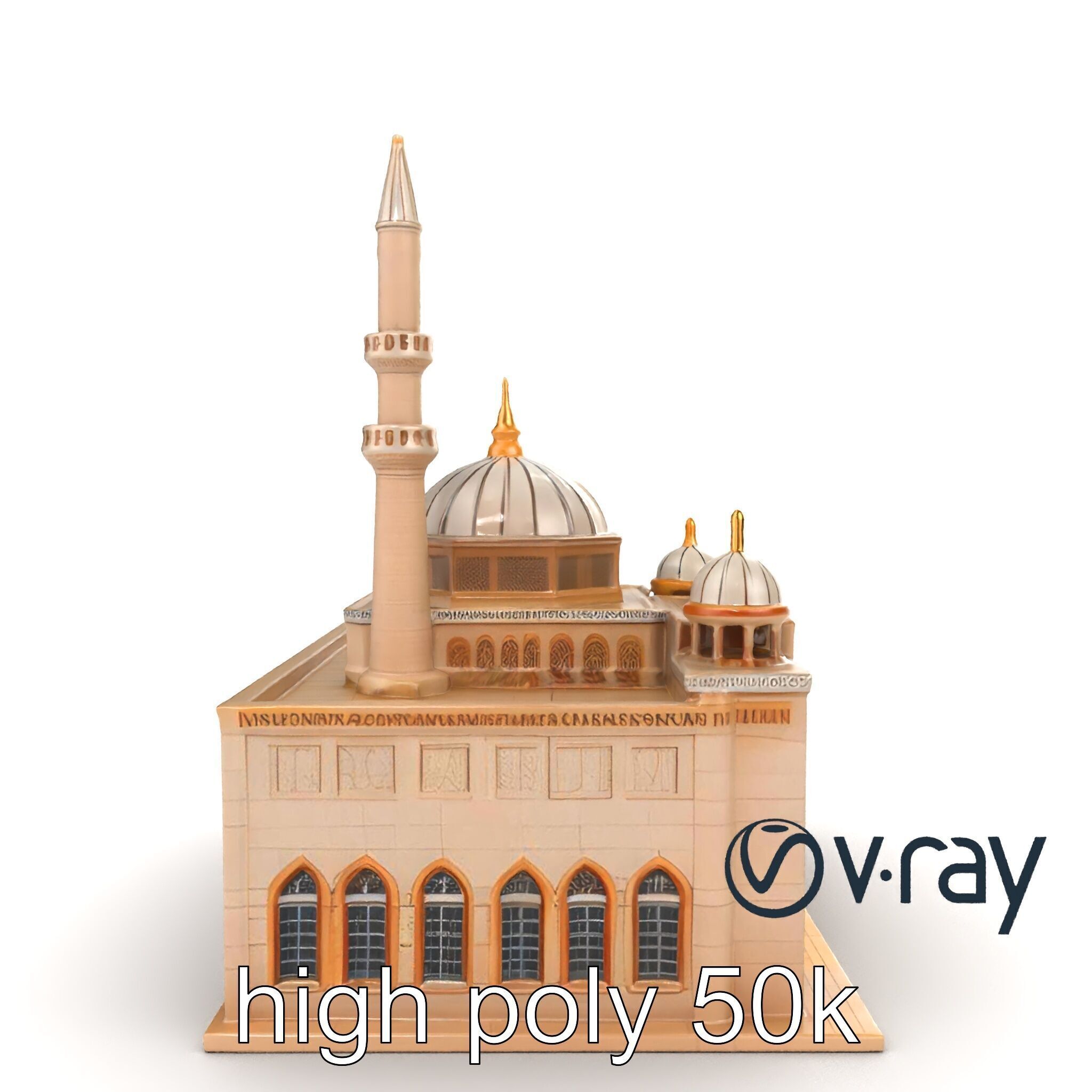 Mosque Grand Entrance Historical model pack Low-poly 3D model_16
