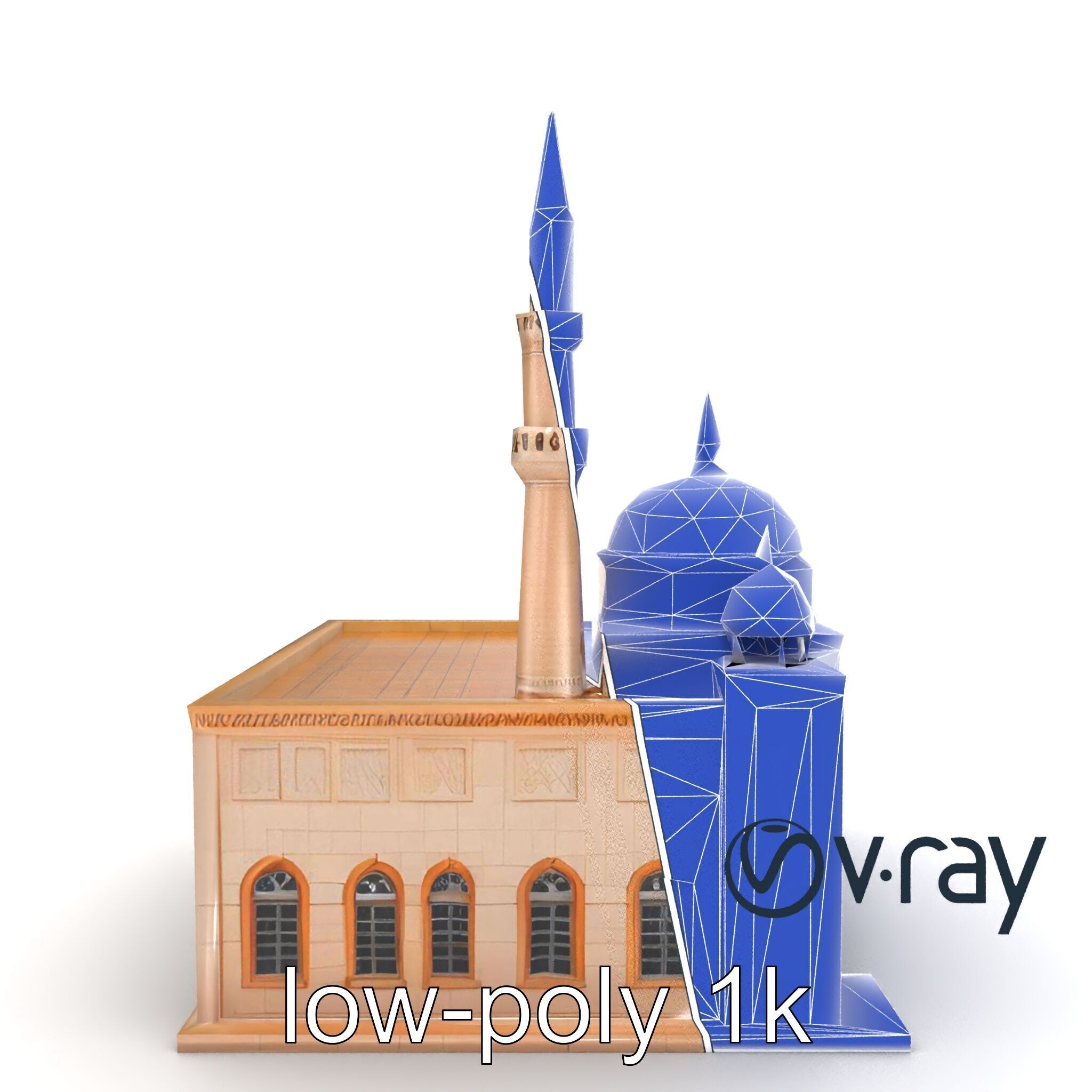 Mosque Grand Entrance Historical model pack Low-poly 3D model_25
