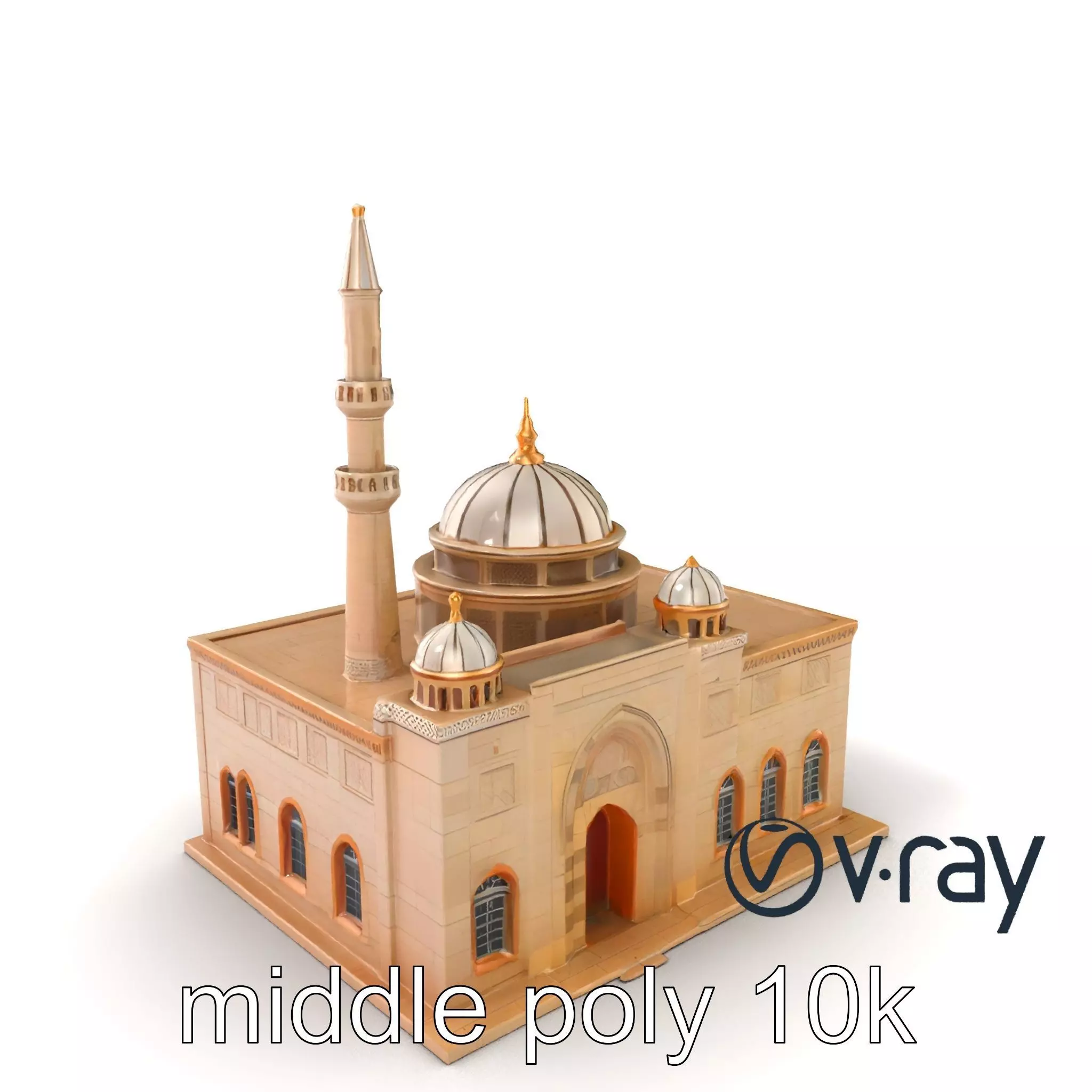 Mosque Grand Entrance Historical model pack Low-poly 3D model_0