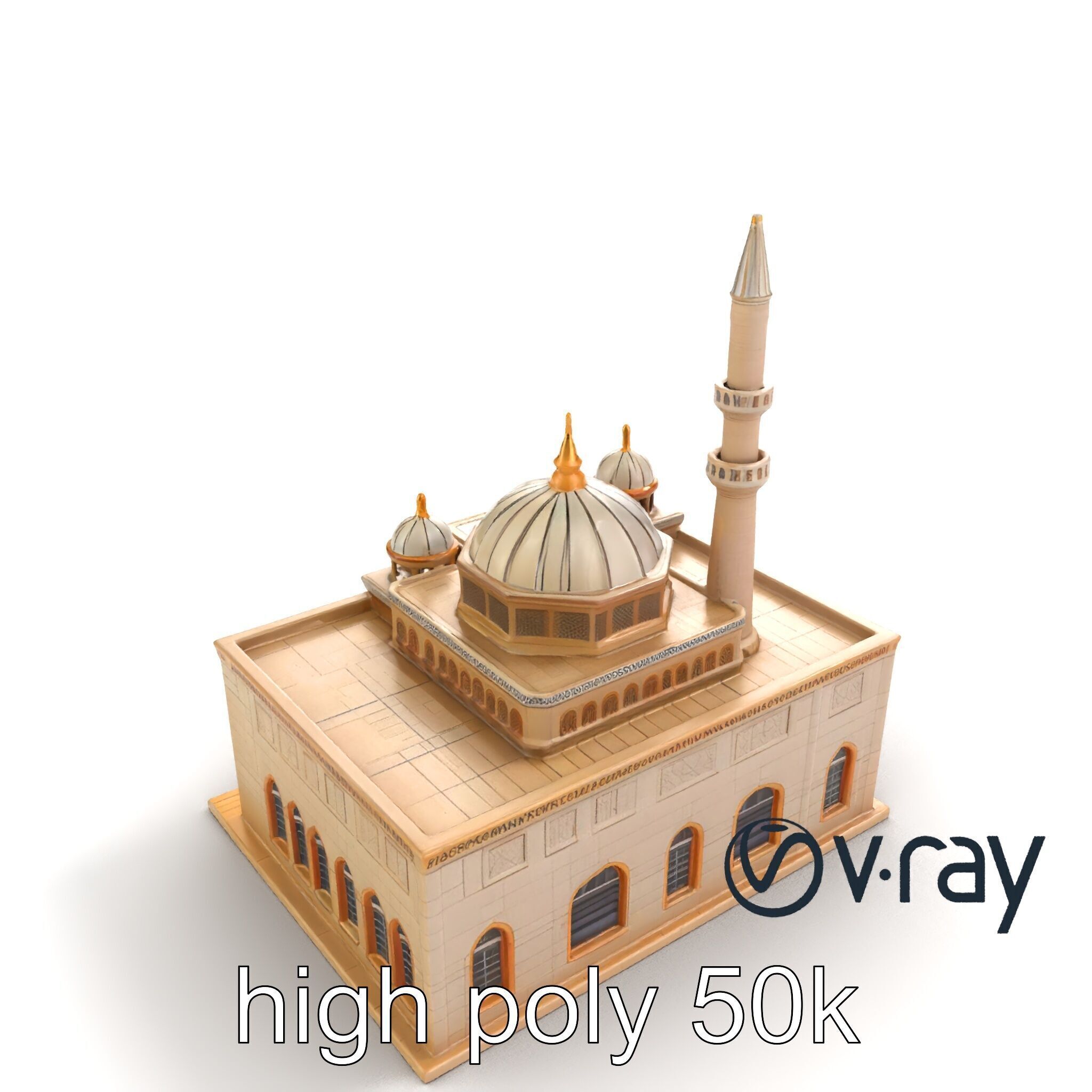 Mosque Grand Entrance Historical model pack Low-poly 3D model_9