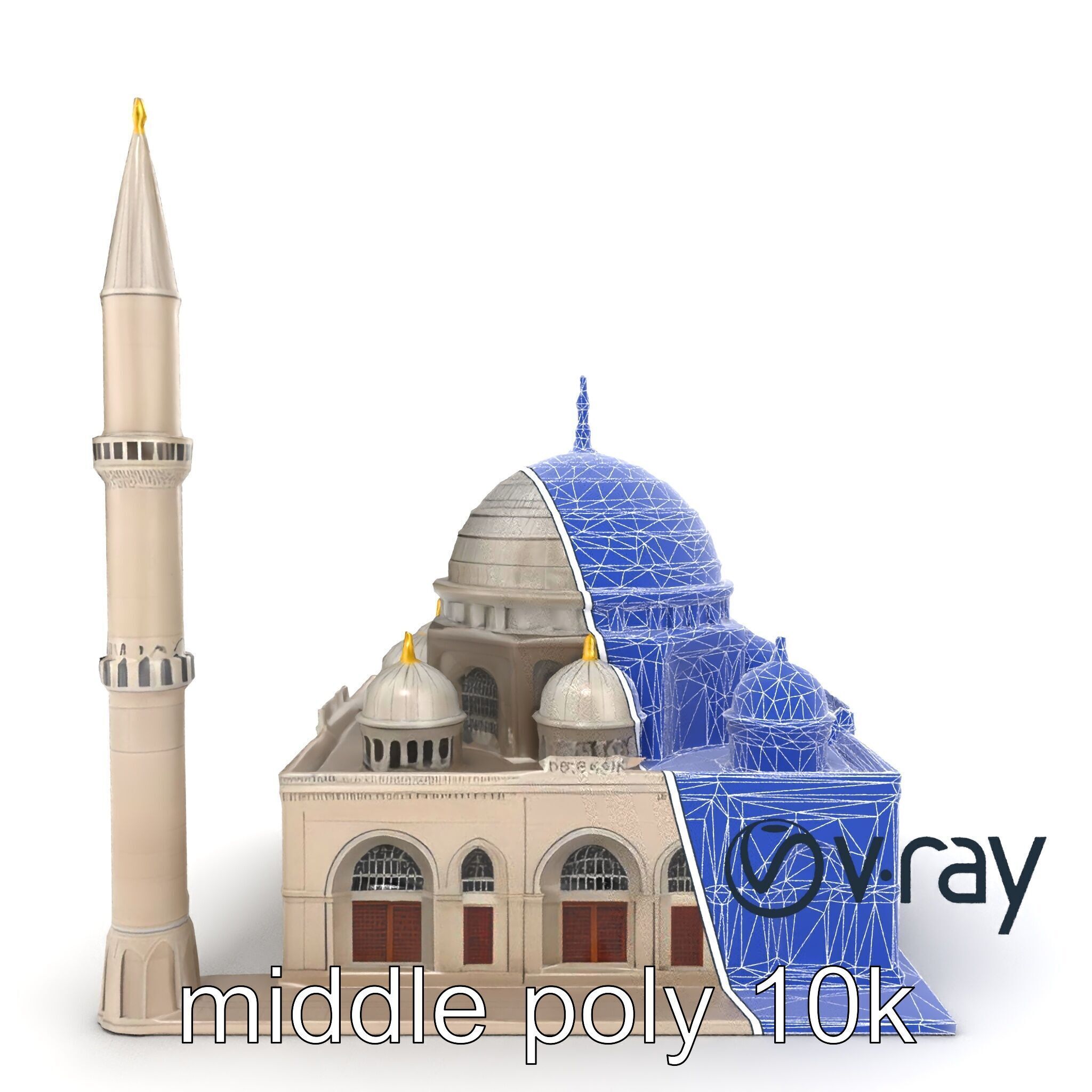 Majestic Mosque with Minaret and Dome model pack Low-poly 3D model_16