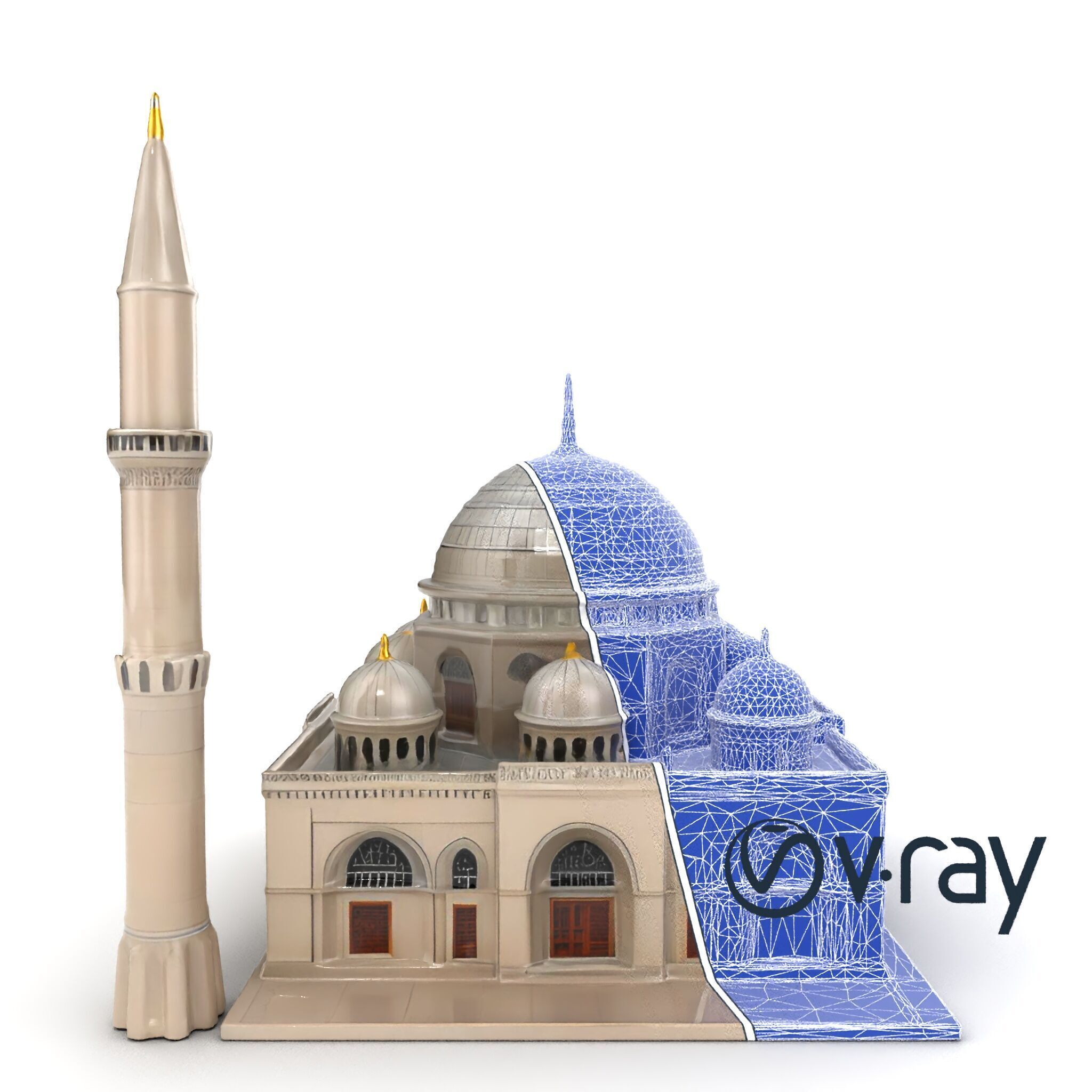 Majestic Mosque with Minaret and Dome model pack Low-poly 3D model_25