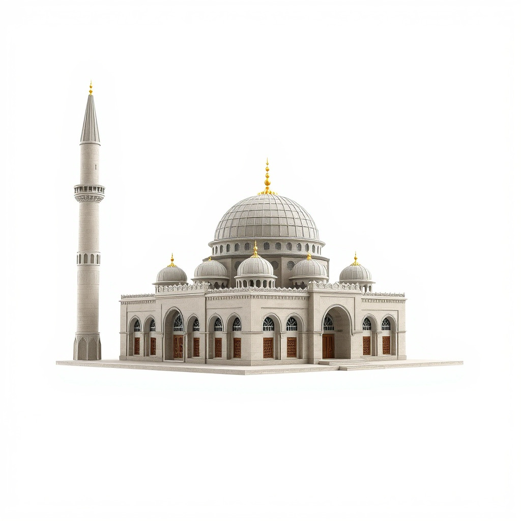 Majestic Mosque with Minaret and Dome model pack Low-poly 3D model_3