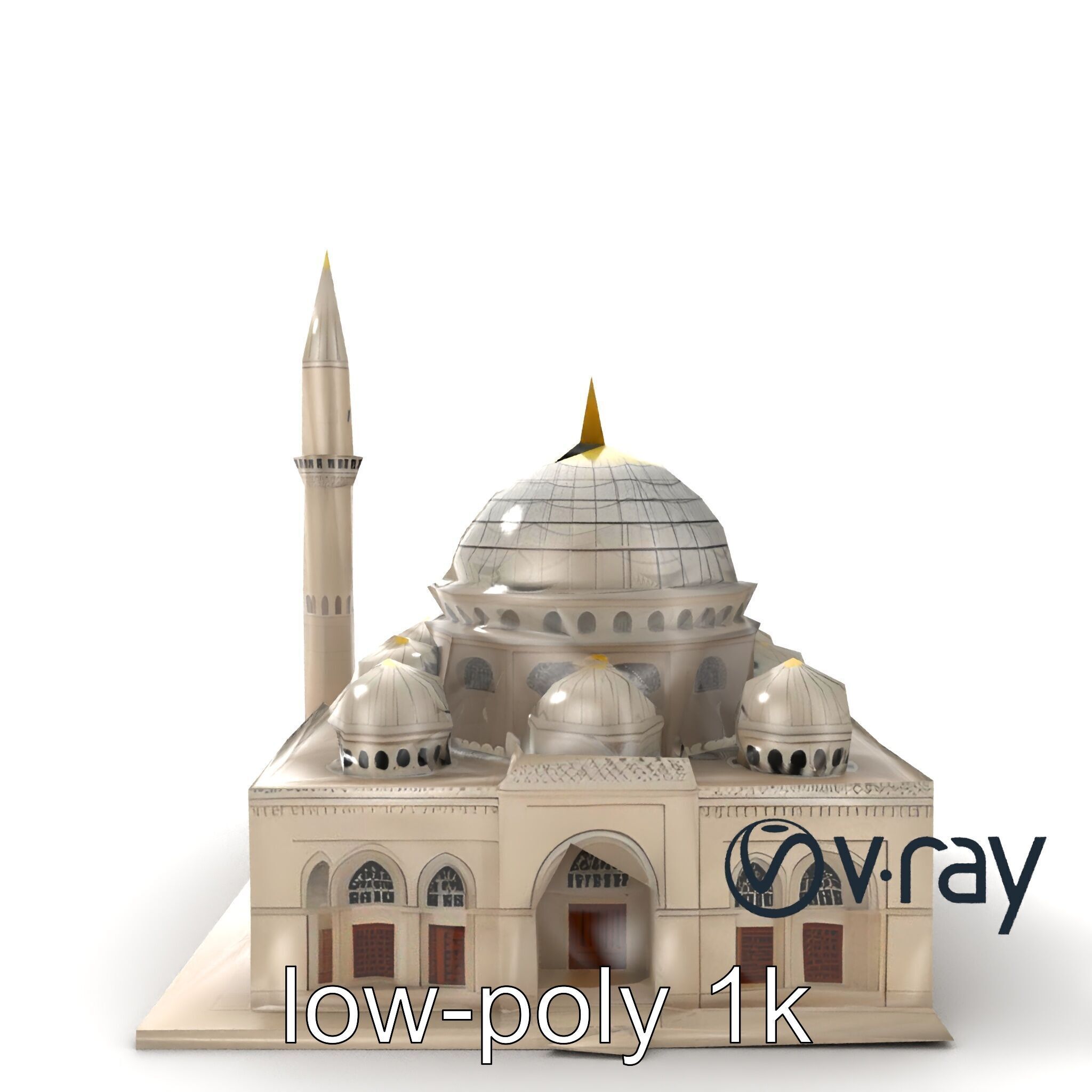 Majestic Mosque with Minaret and Dome model pack Low-poly 3D model_13