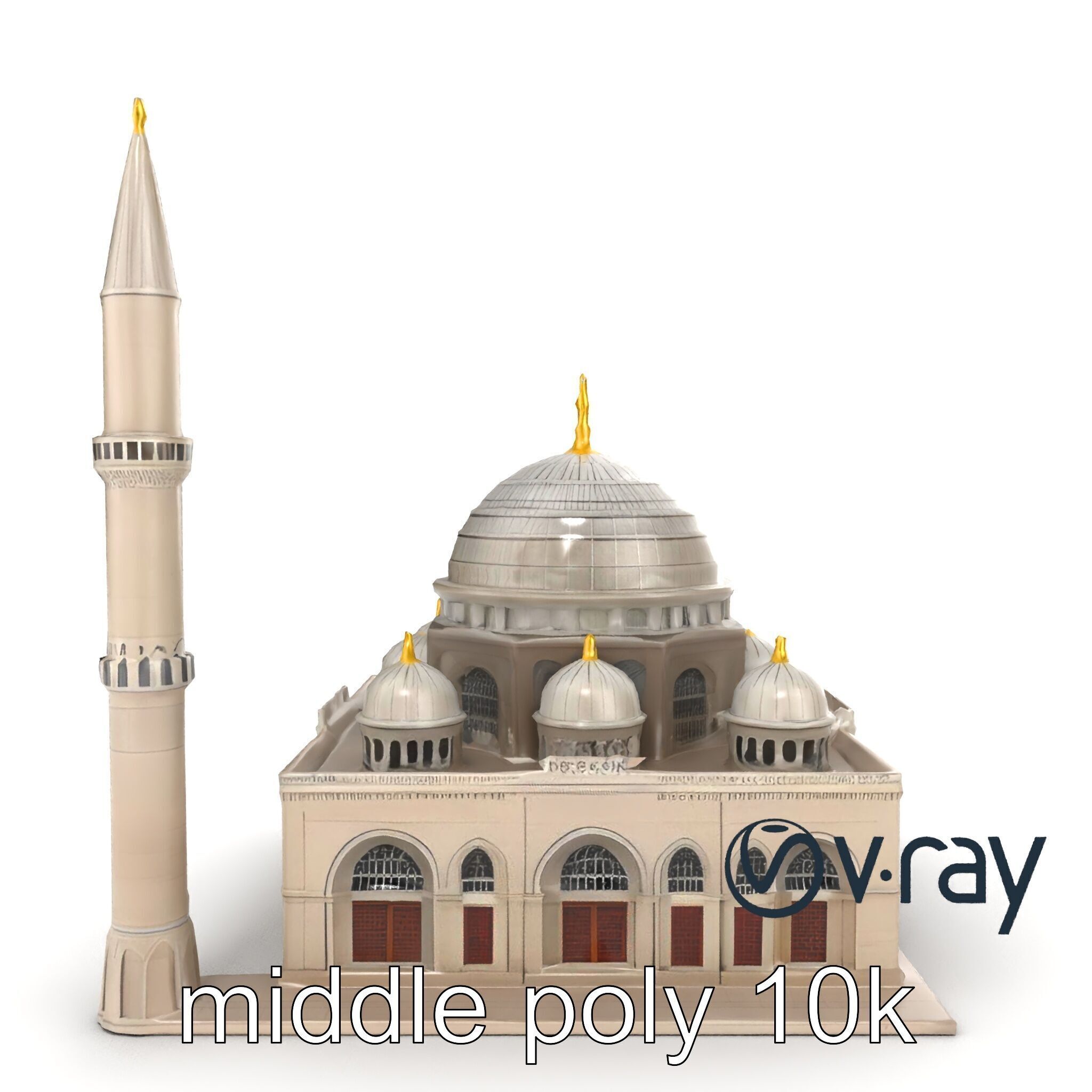 Majestic Mosque with Minaret and Dome model pack Low-poly 3D model_10