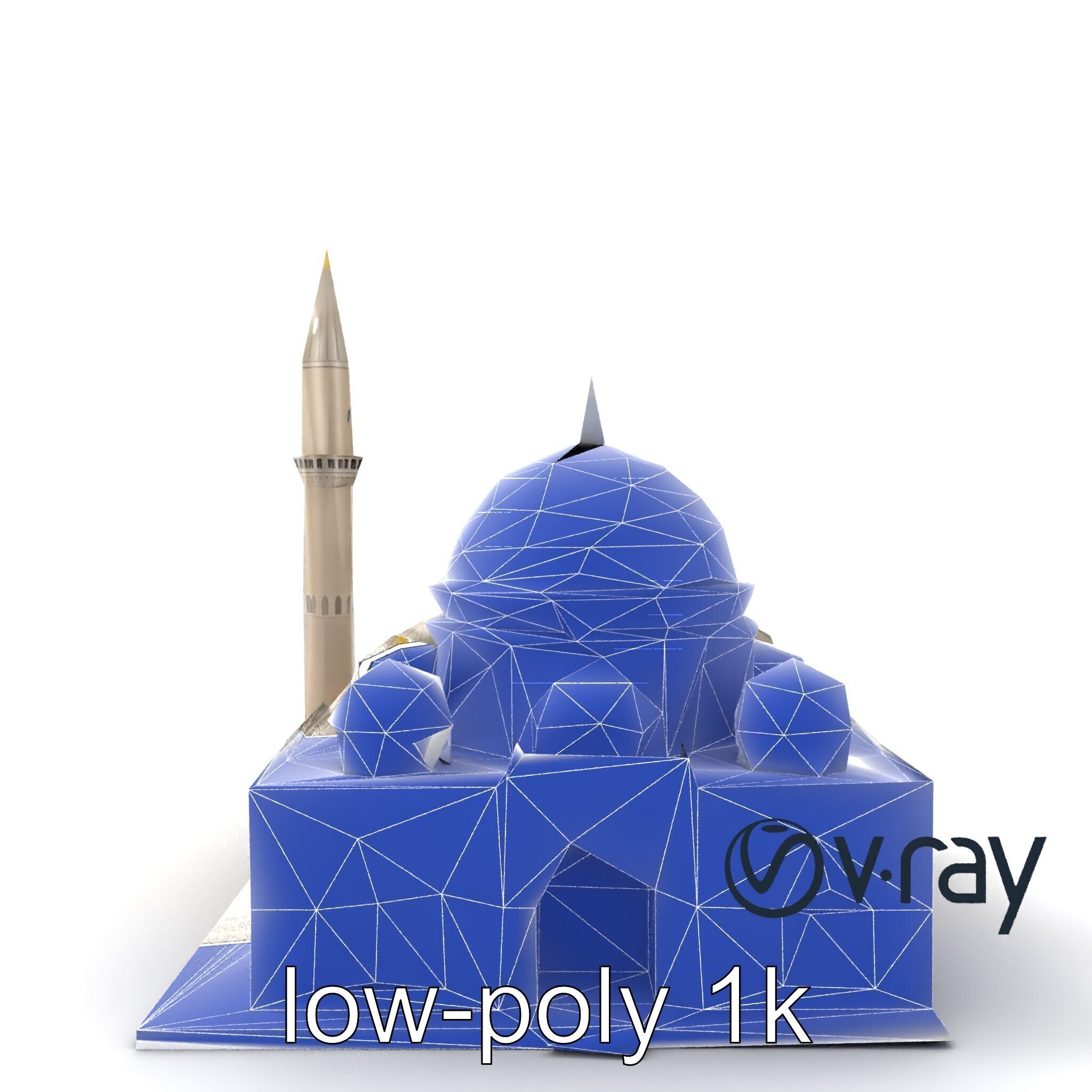 Majestic Mosque with Minaret and Dome model pack Low-poly 3D model_28