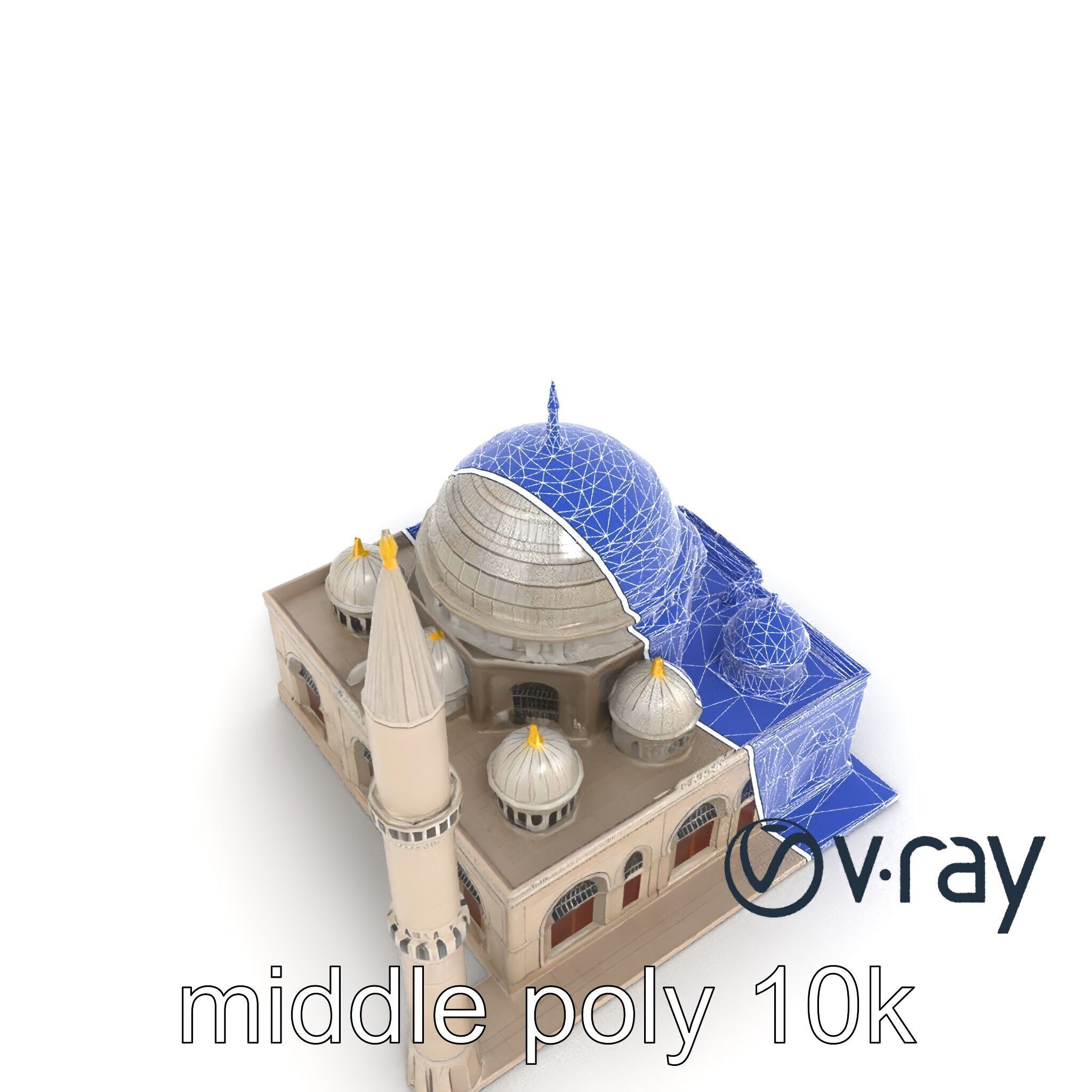 Majestic Mosque with Minaret and Dome model pack Low-poly 3D model_22