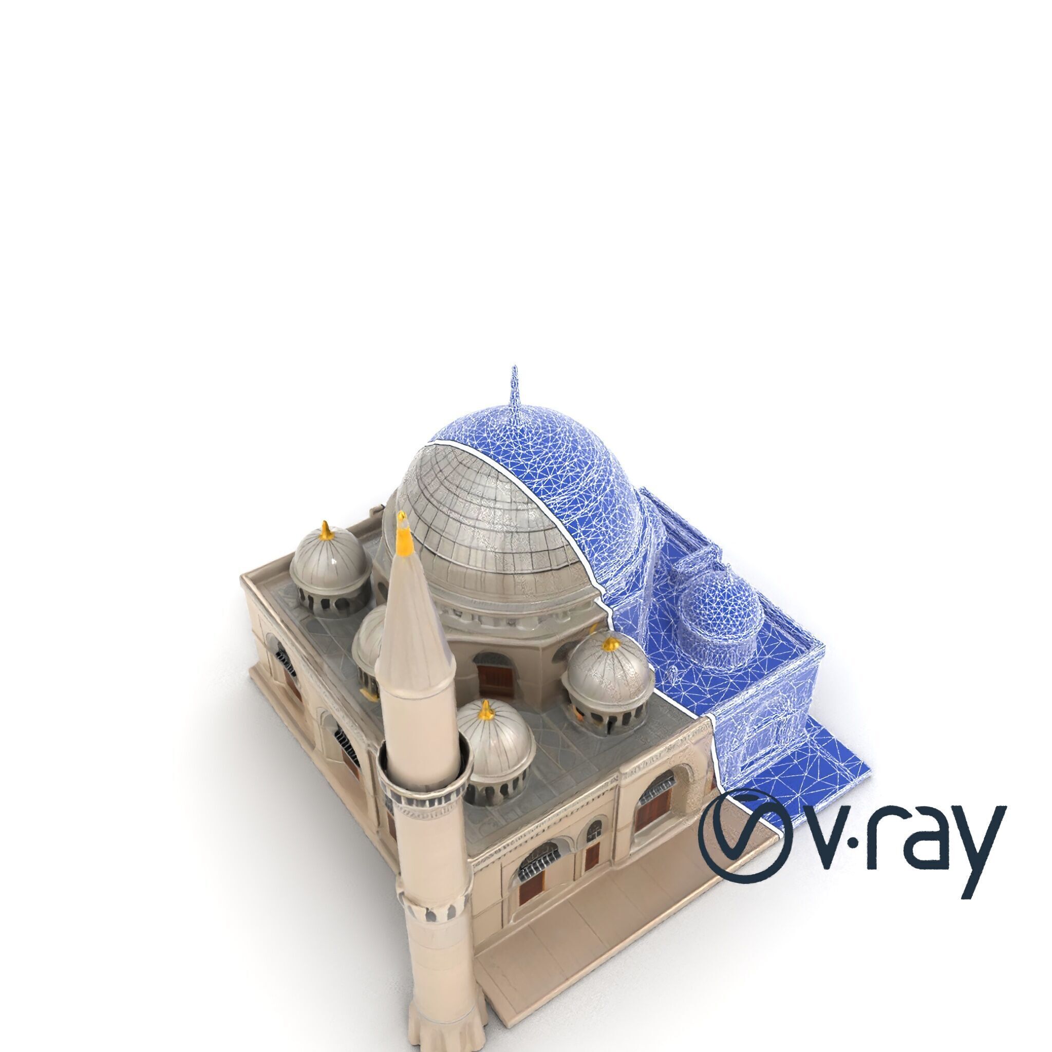 Majestic Mosque with Minaret and Dome model pack Low-poly 3D model_20