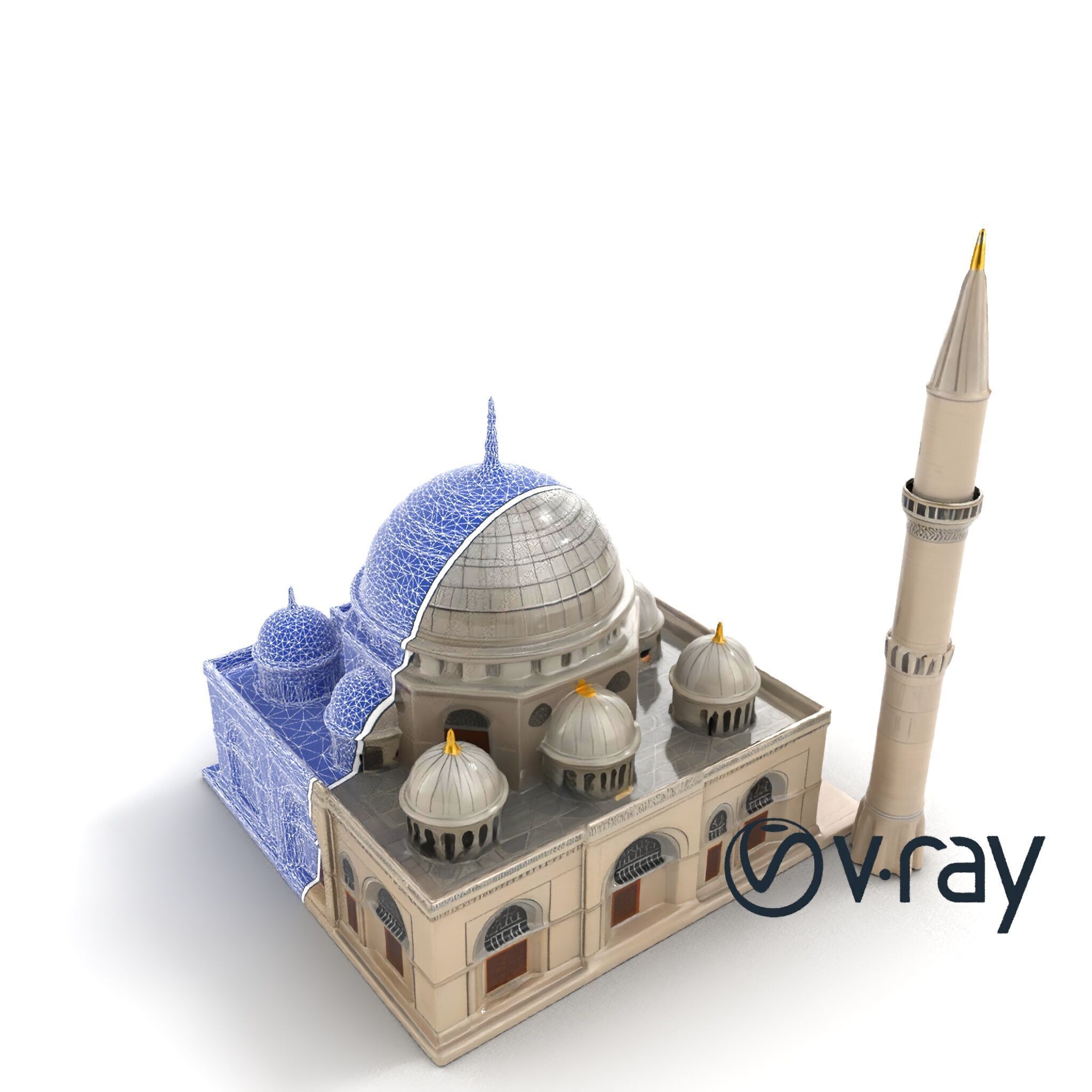 Majestic Mosque with Minaret and Dome model pack Low-poly 3D model_23
