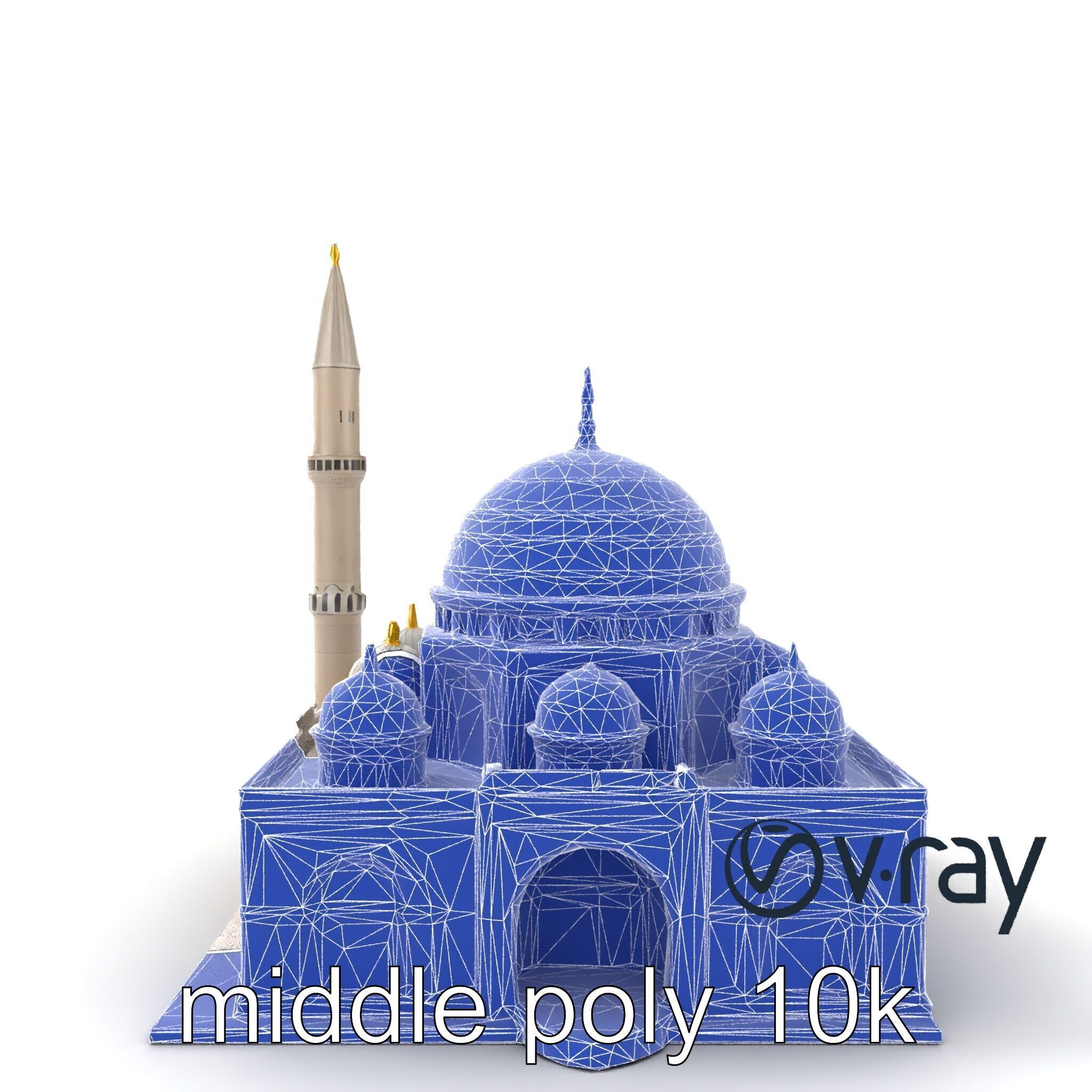 Majestic Mosque with Minaret and Dome model pack Low-poly 3D model_29