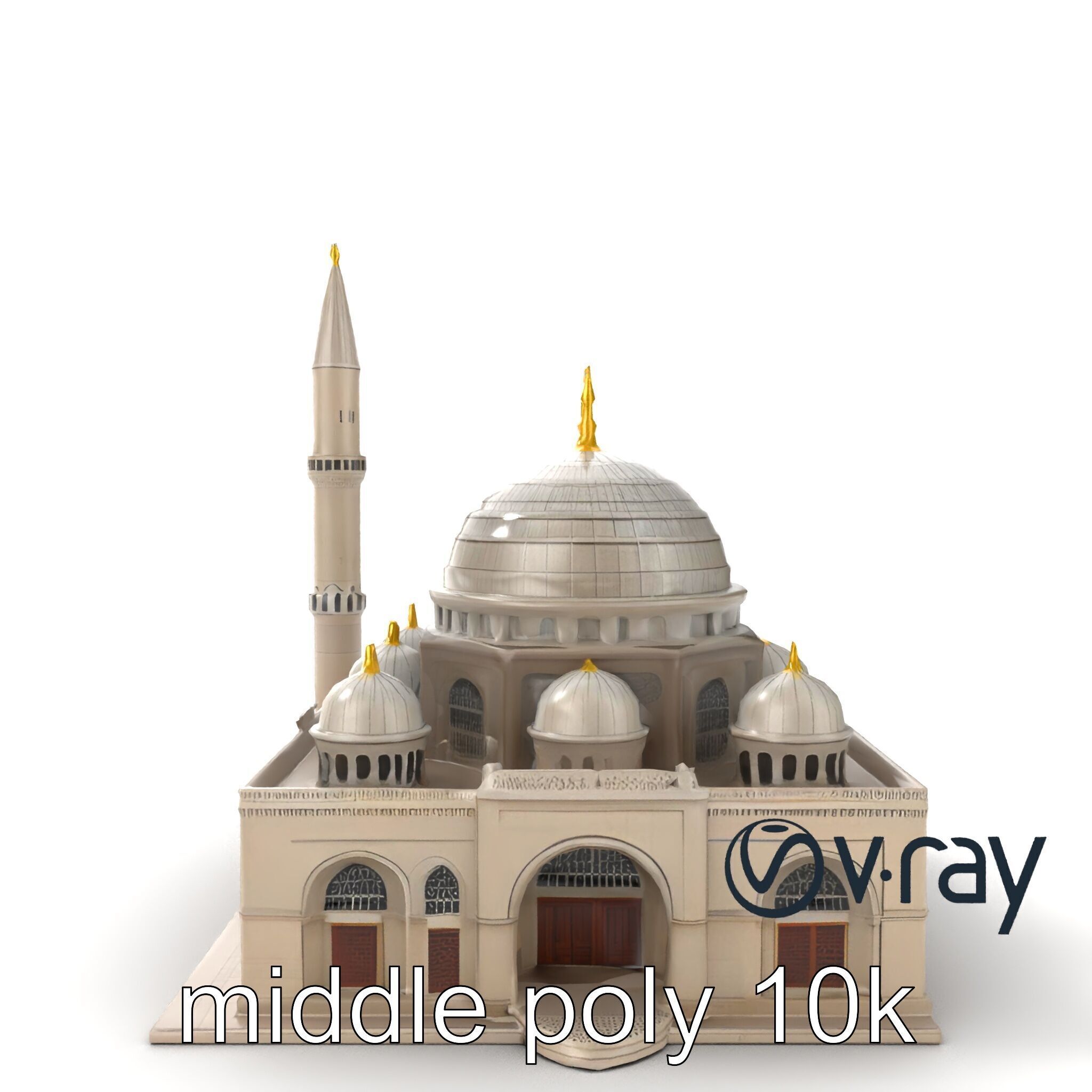 Majestic Mosque with Minaret and Dome model pack Low-poly 3D model_7