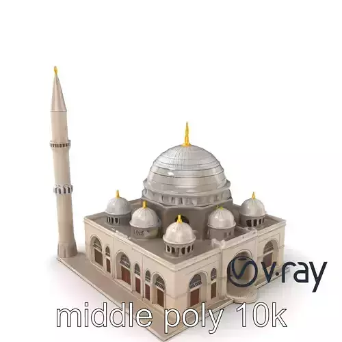 Majestic Mosque with Minaret and Dome model pack Low-poly 3D model
