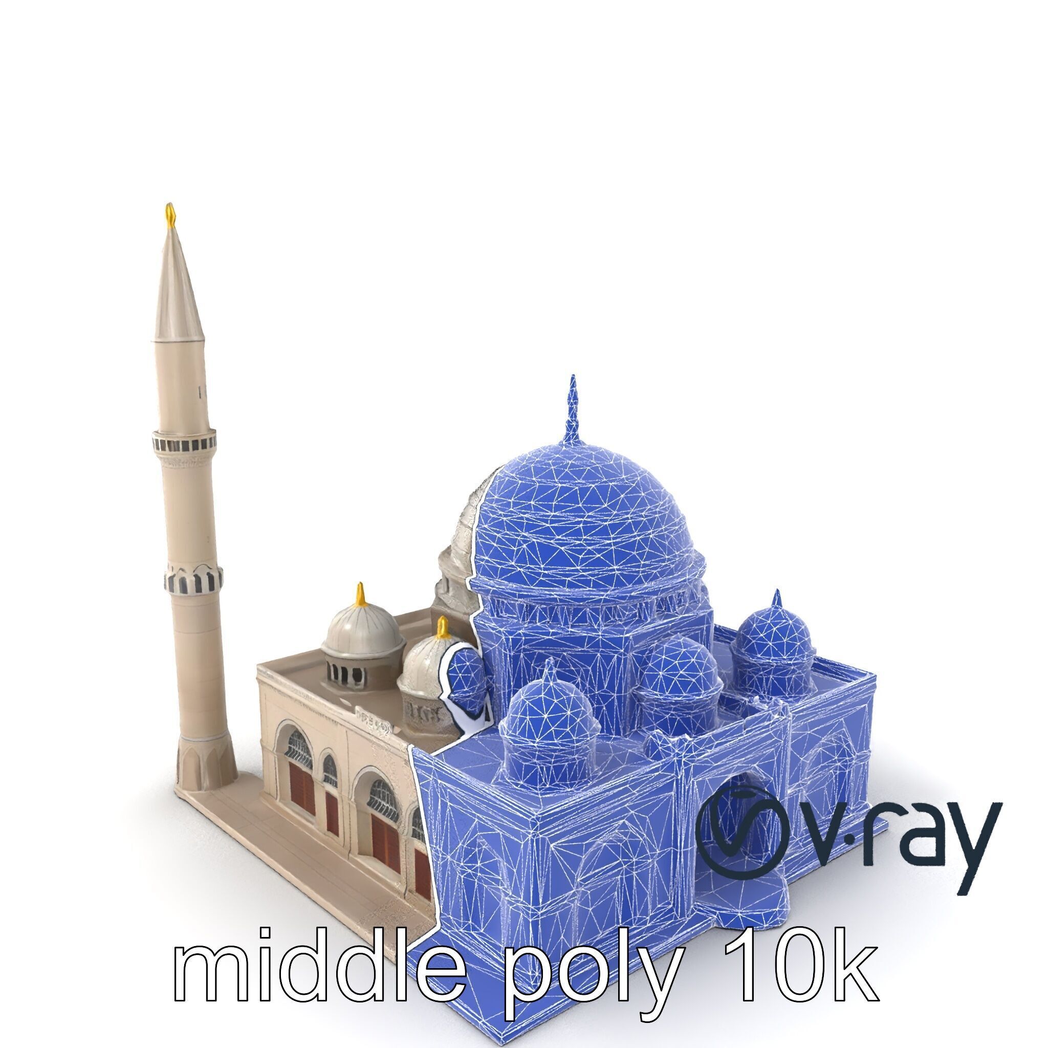 Majestic Mosque with Minaret and Dome model pack Low-poly 3D model_31
