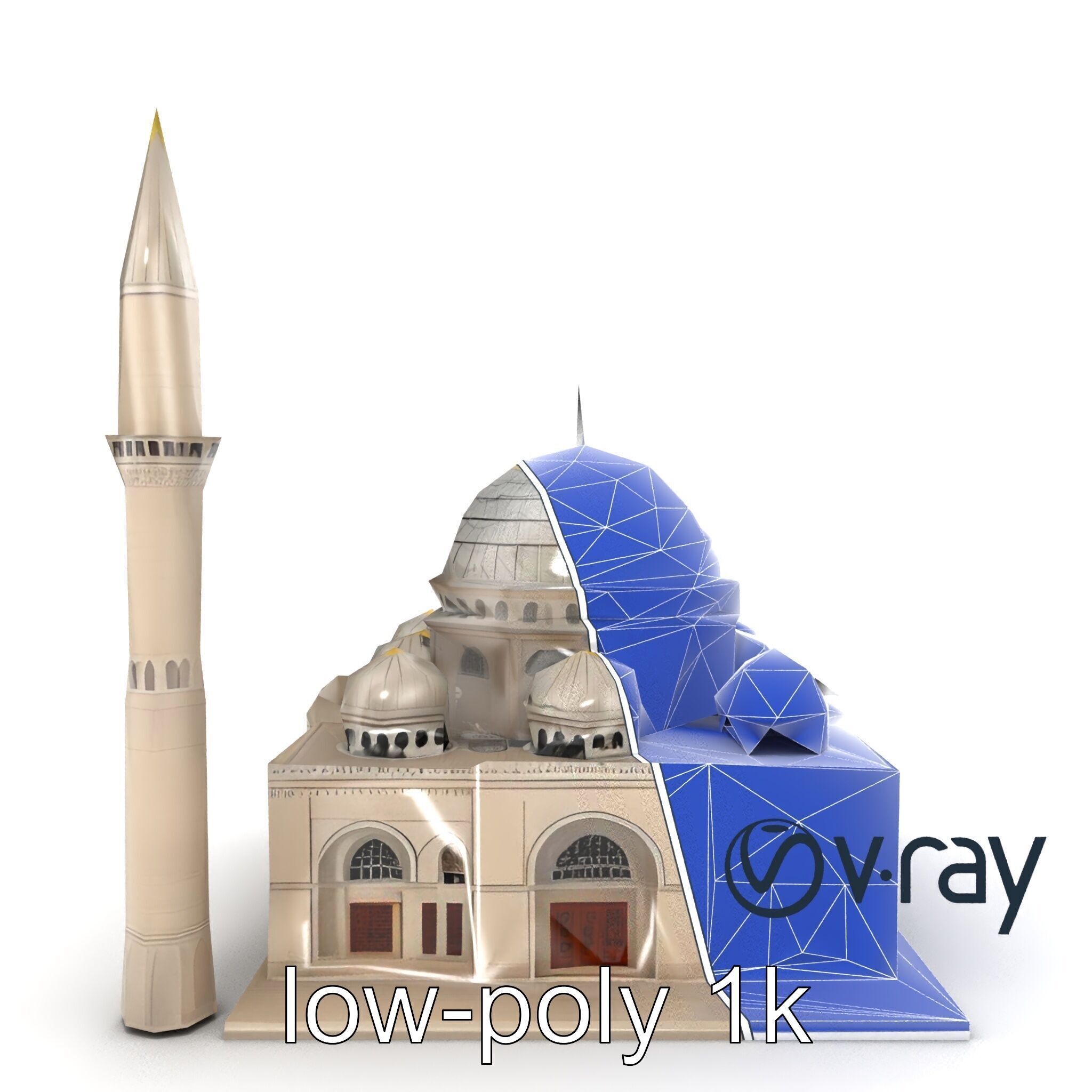 Majestic Mosque with Minaret and Dome model pack Low-poly 3D model_19