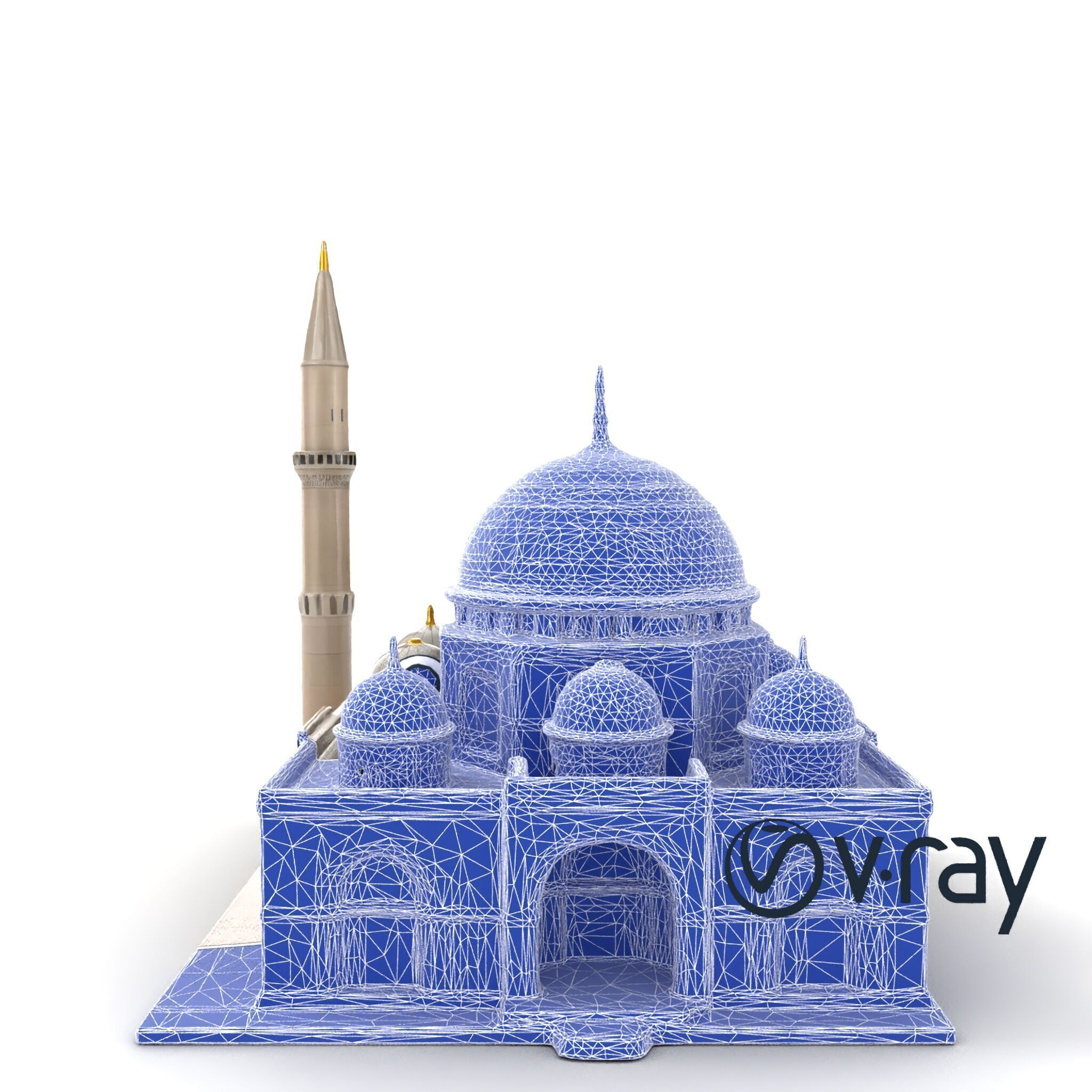 Majestic Mosque with Minaret and Dome model pack Low-poly 3D model_30