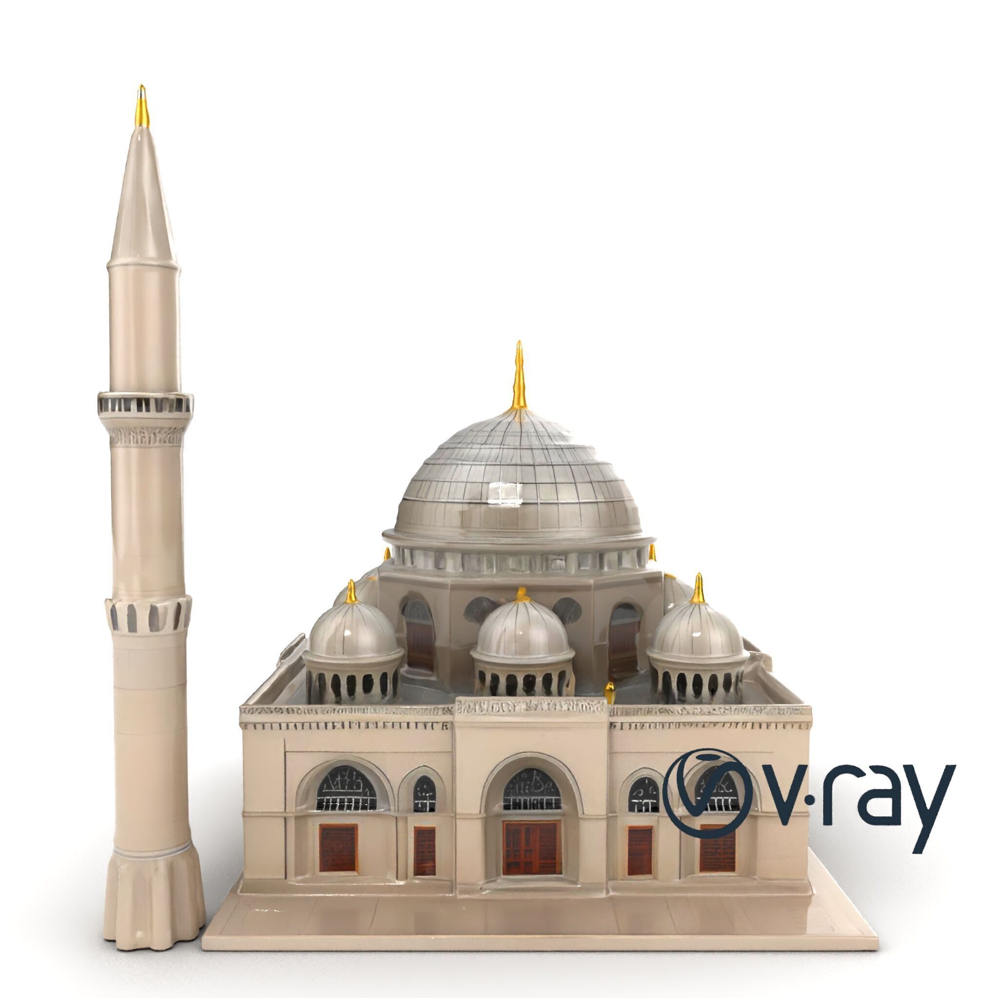 Majestic Mosque with Minaret and Dome model pack Low-poly 3D model_21