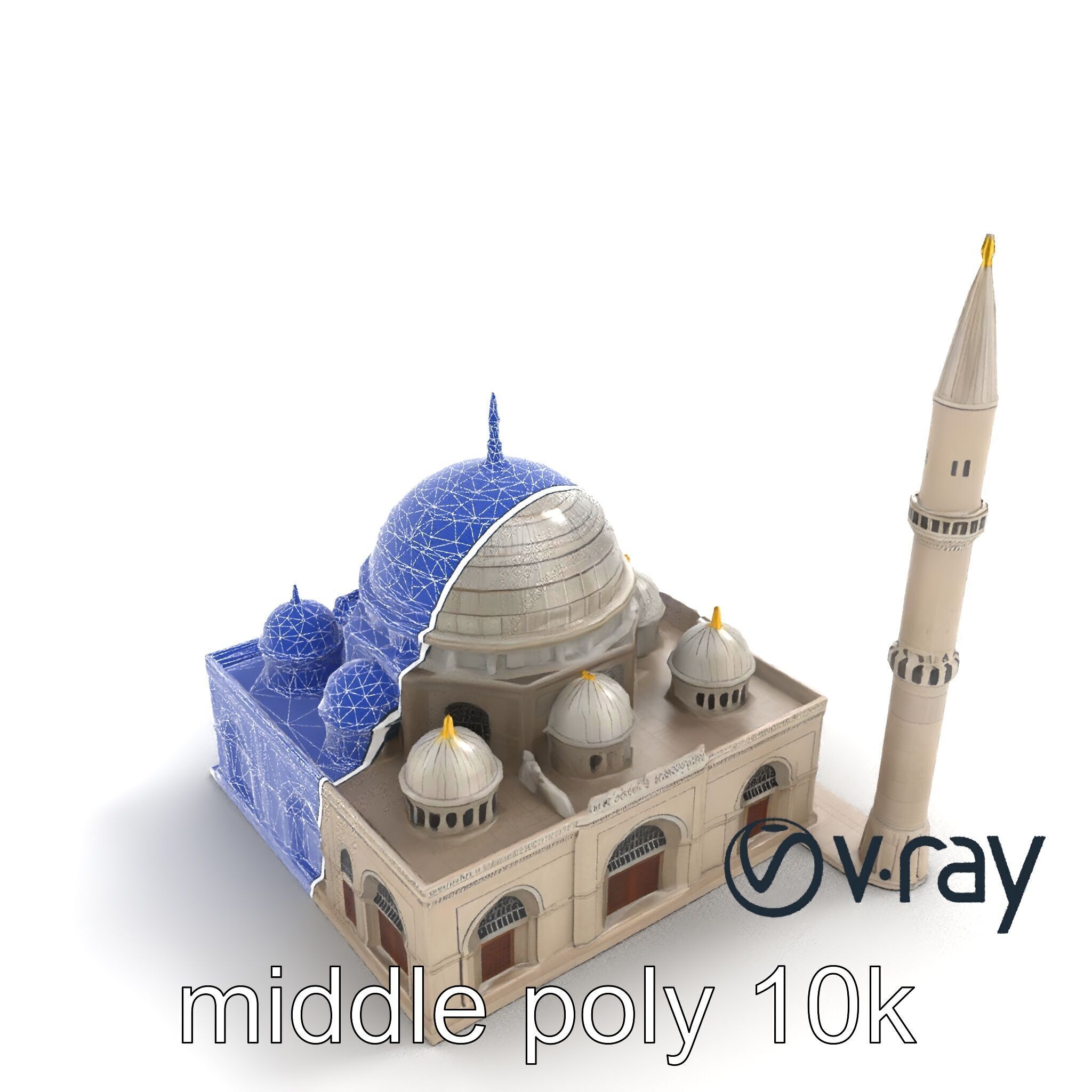 Majestic Mosque with Minaret and Dome model pack Low-poly 3D model_26