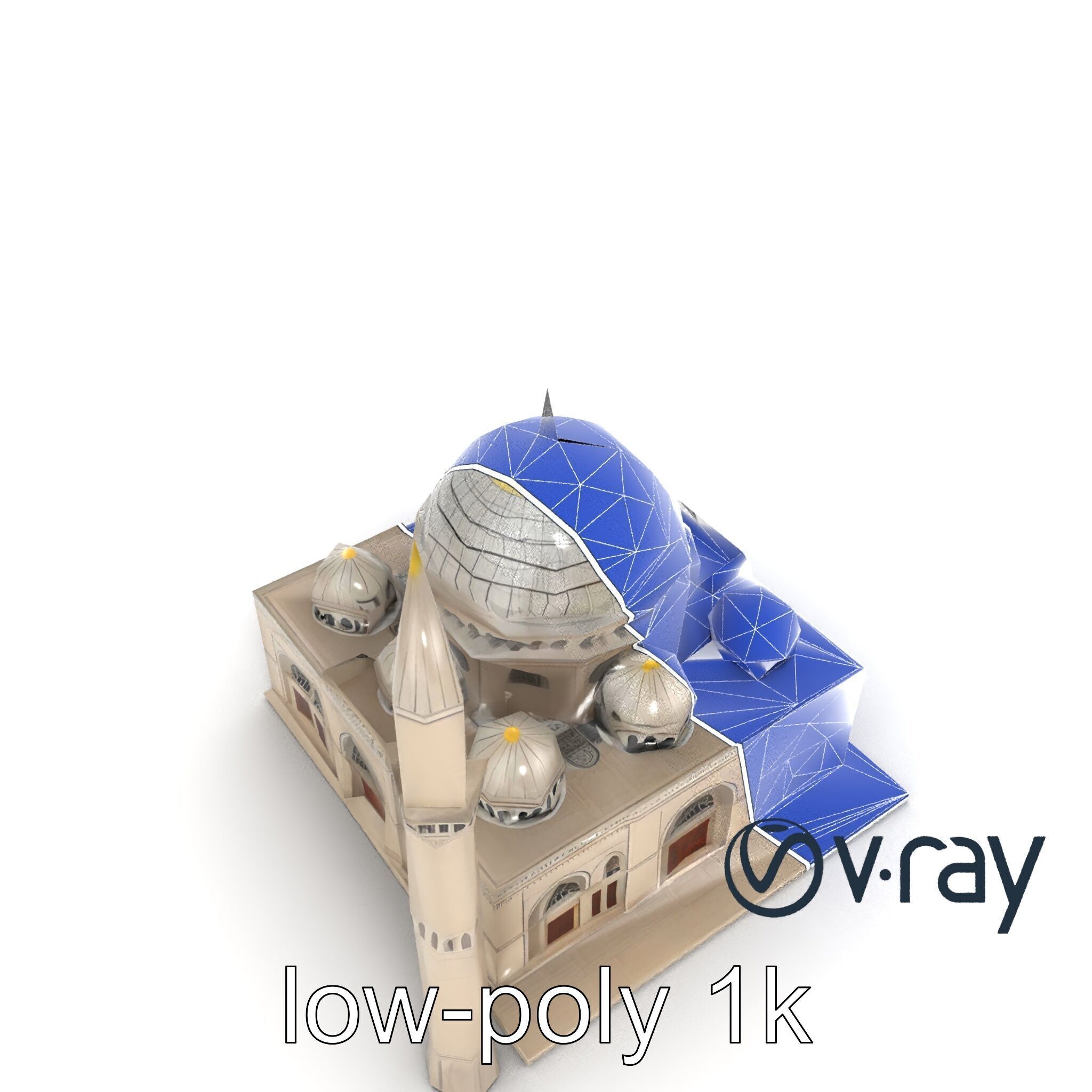 Majestic Mosque with Minaret and Dome model pack Low-poly 3D model_27