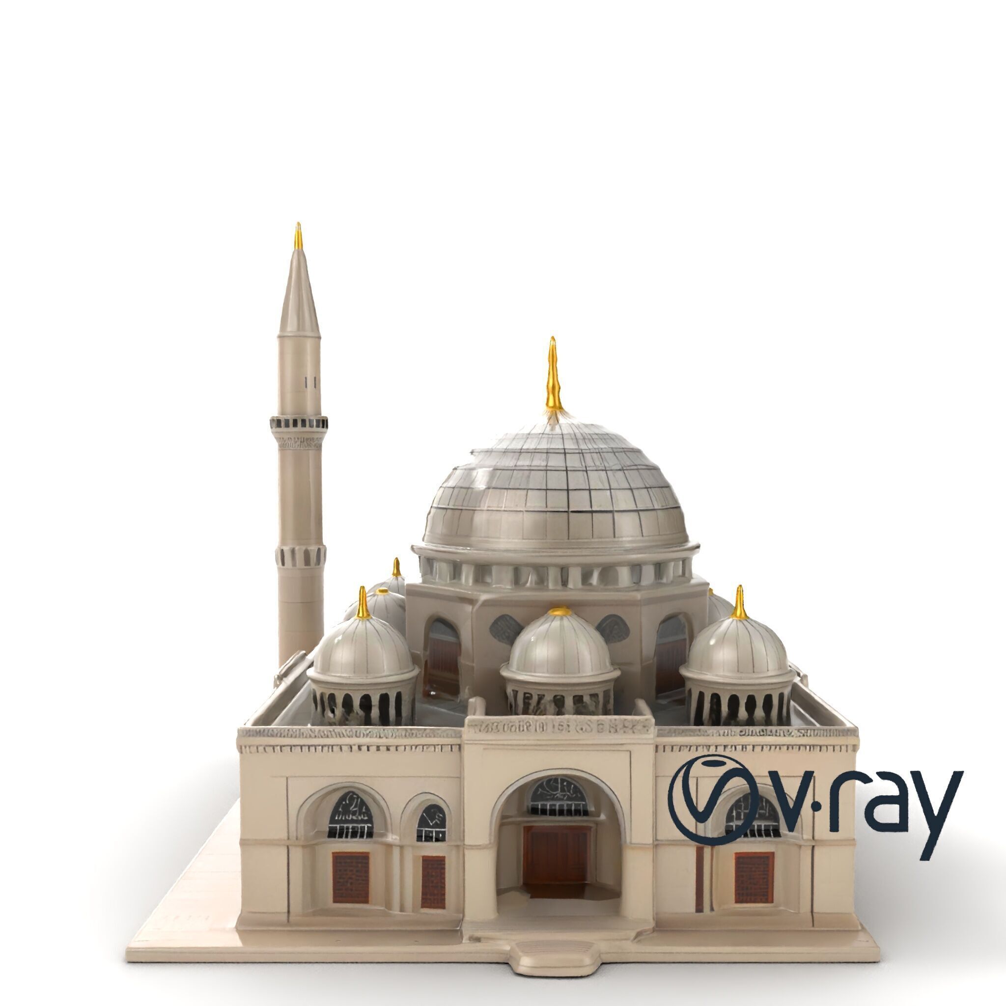 Majestic Mosque with Minaret and Dome model pack Low-poly 3D model_18
